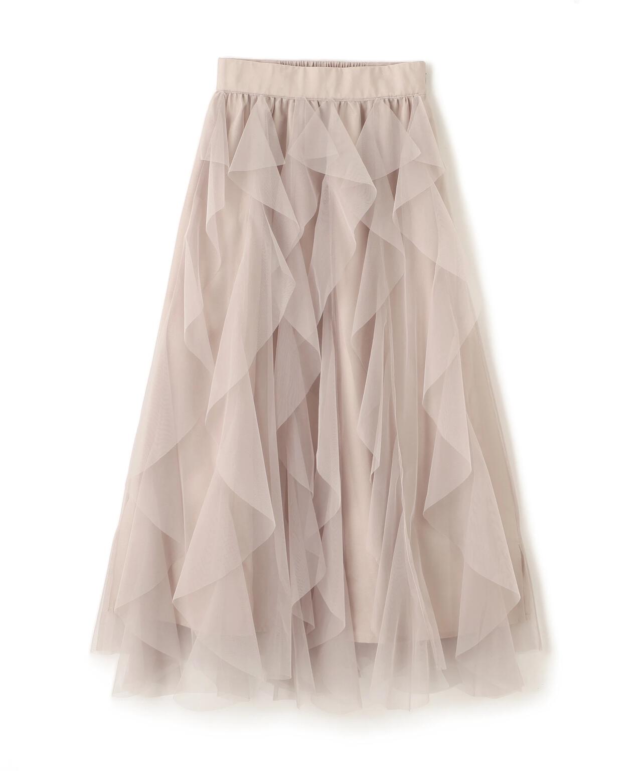 縦ラッフルチュールスカート