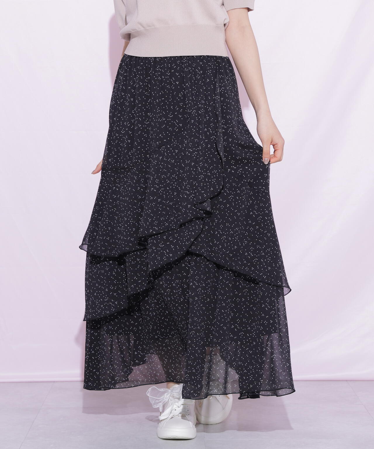 縦ラッフルシアースカート