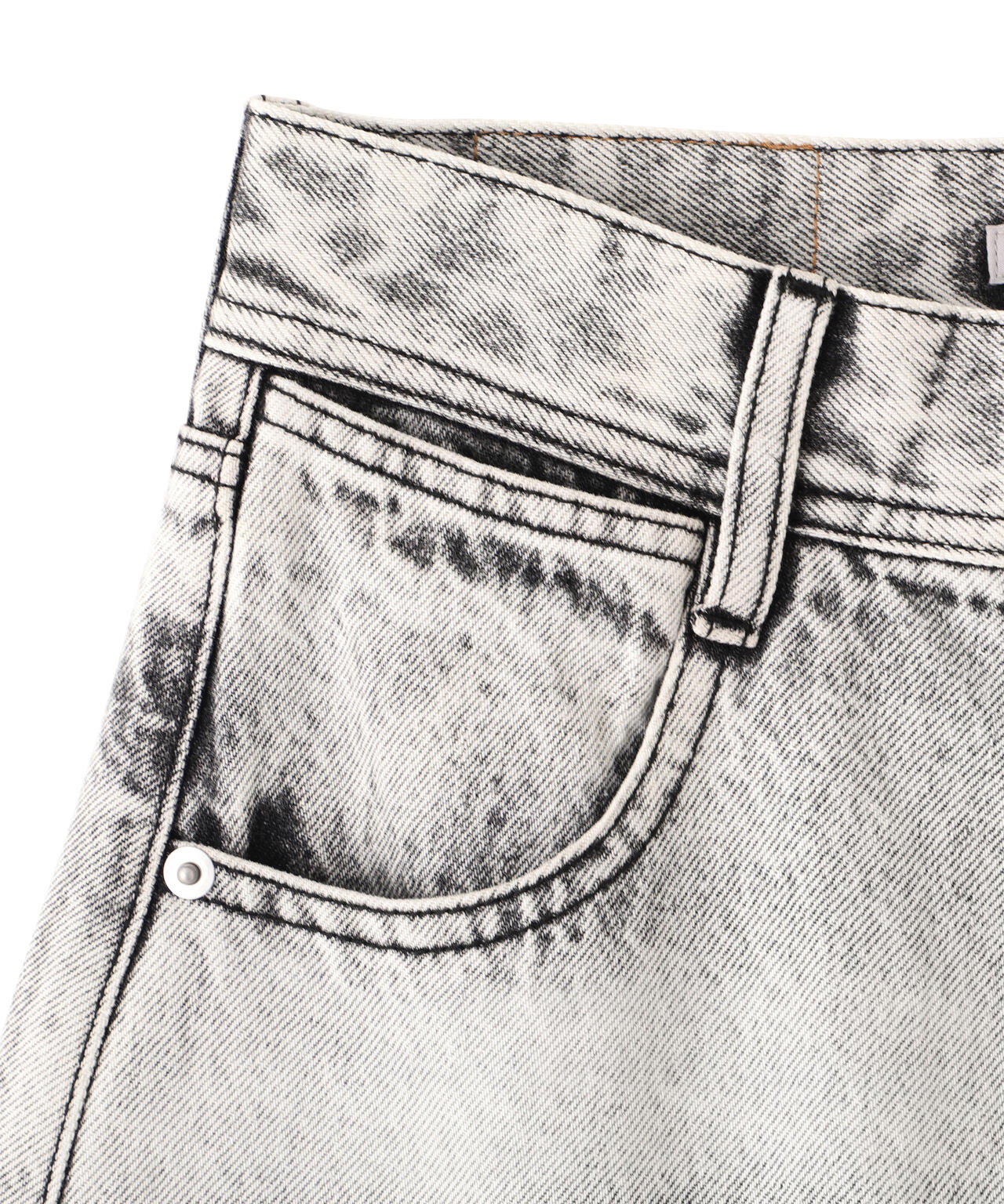 リボン加工カーブパネルデニムパンツ