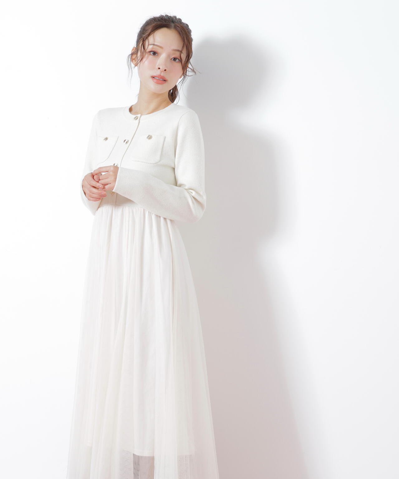 ニットジャケットドッキングワンピース