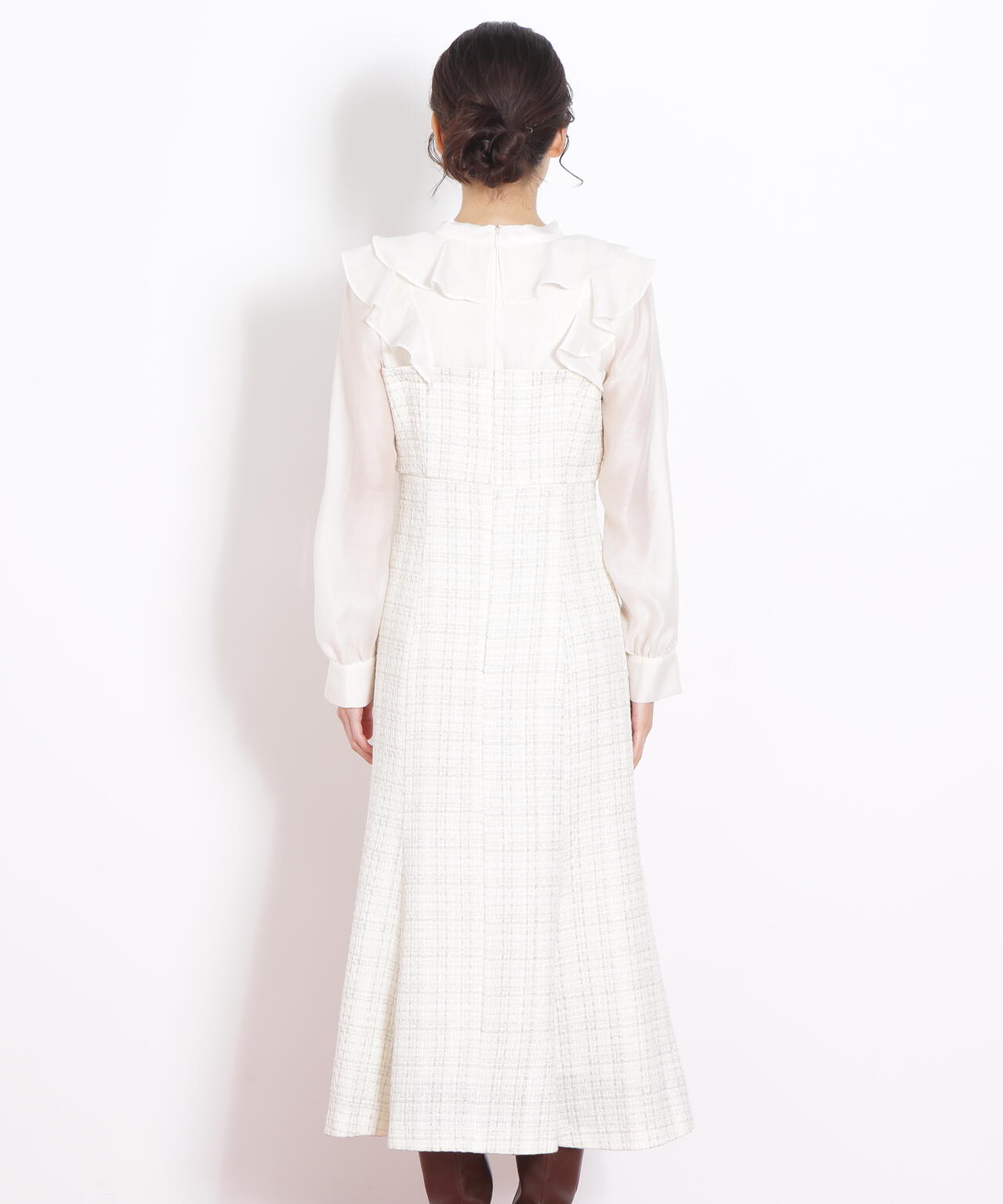 ブラウスドッキングツィードワンピース