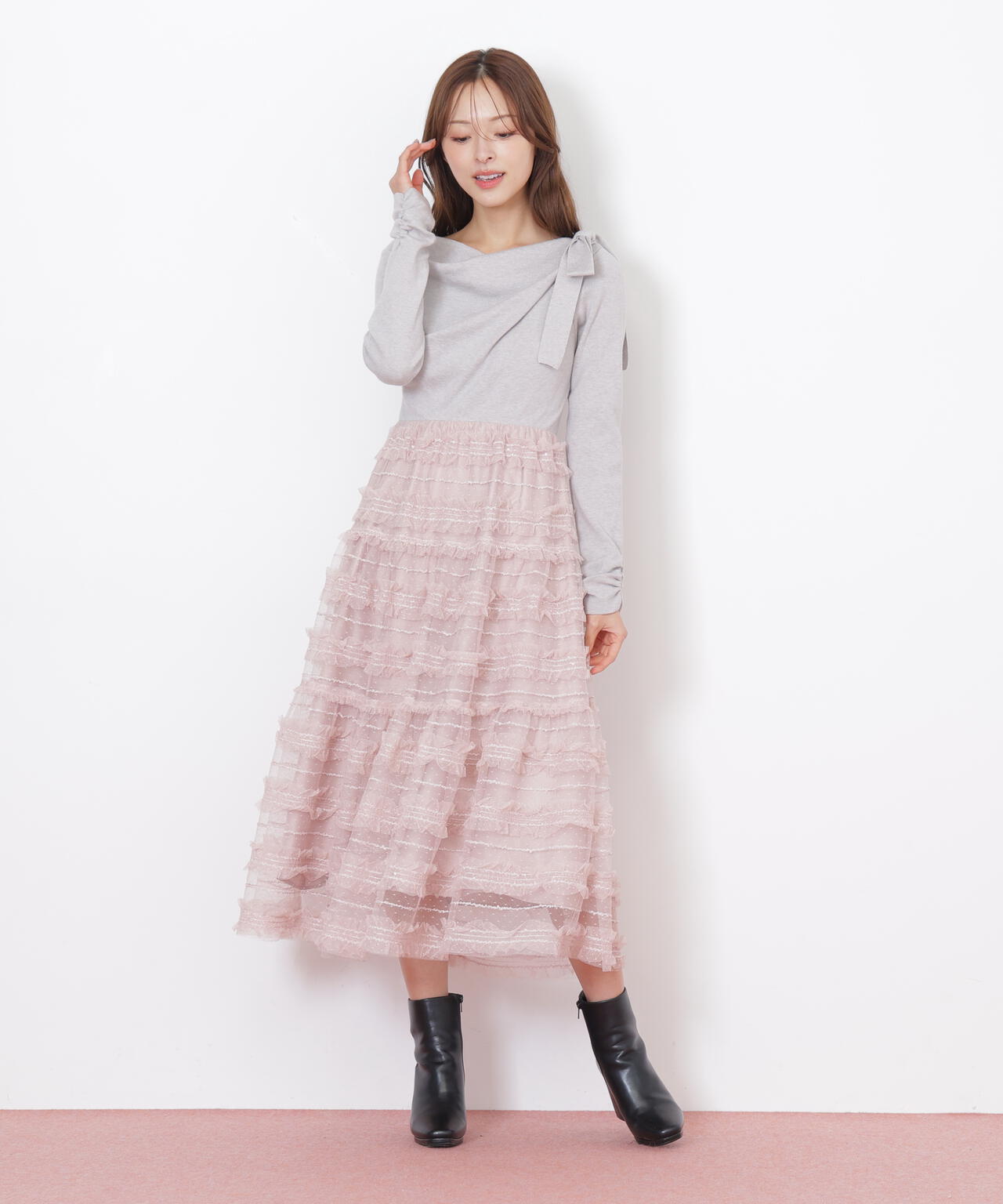 フリルチュールドッキングワンピース