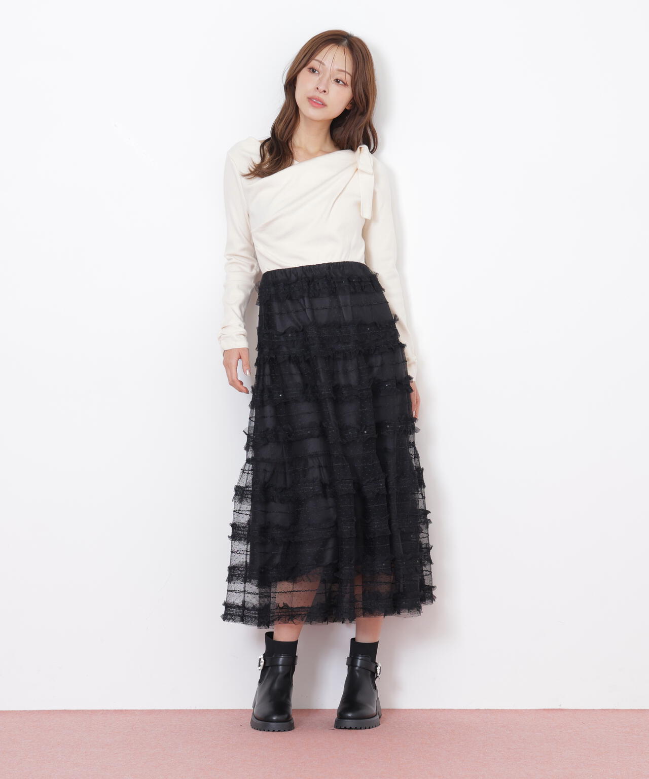 フリルチュールドッキングワンピース