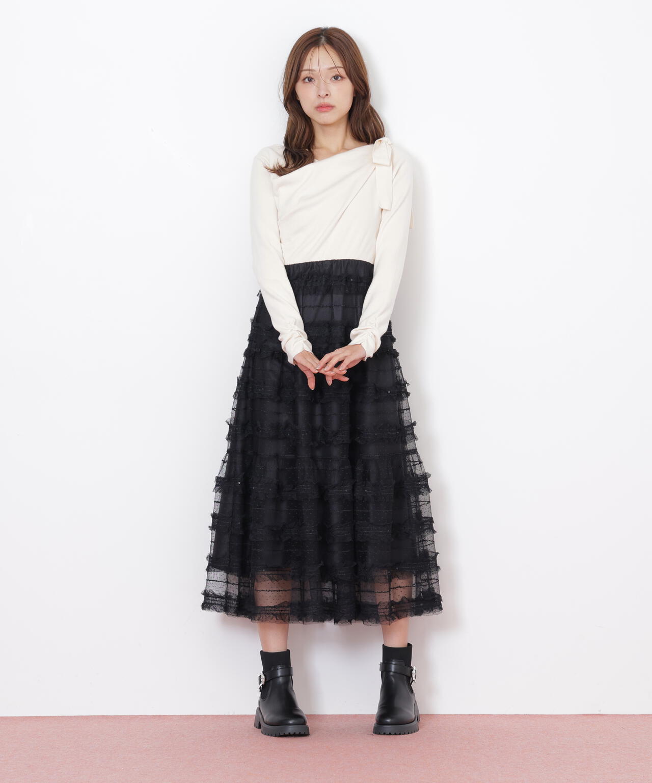 フリルチュールドッキングワンピース