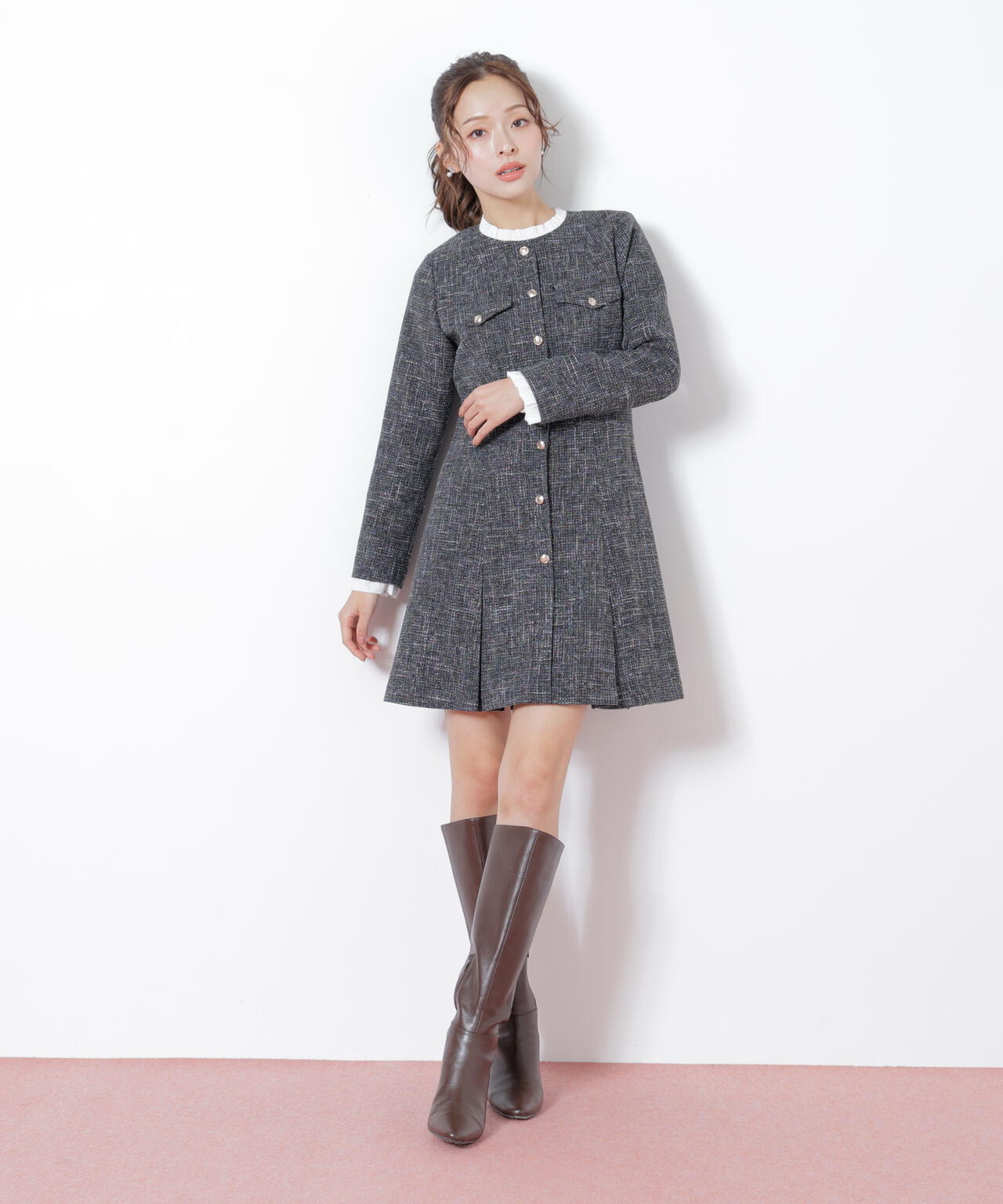 ツィードミニワンピース