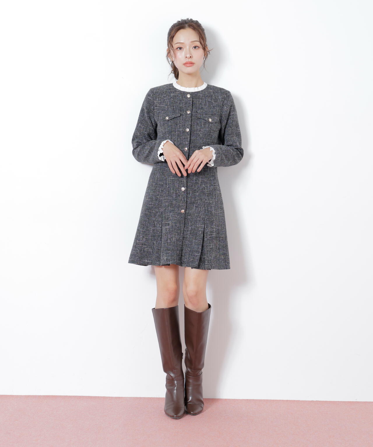 ツィードミニワンピース