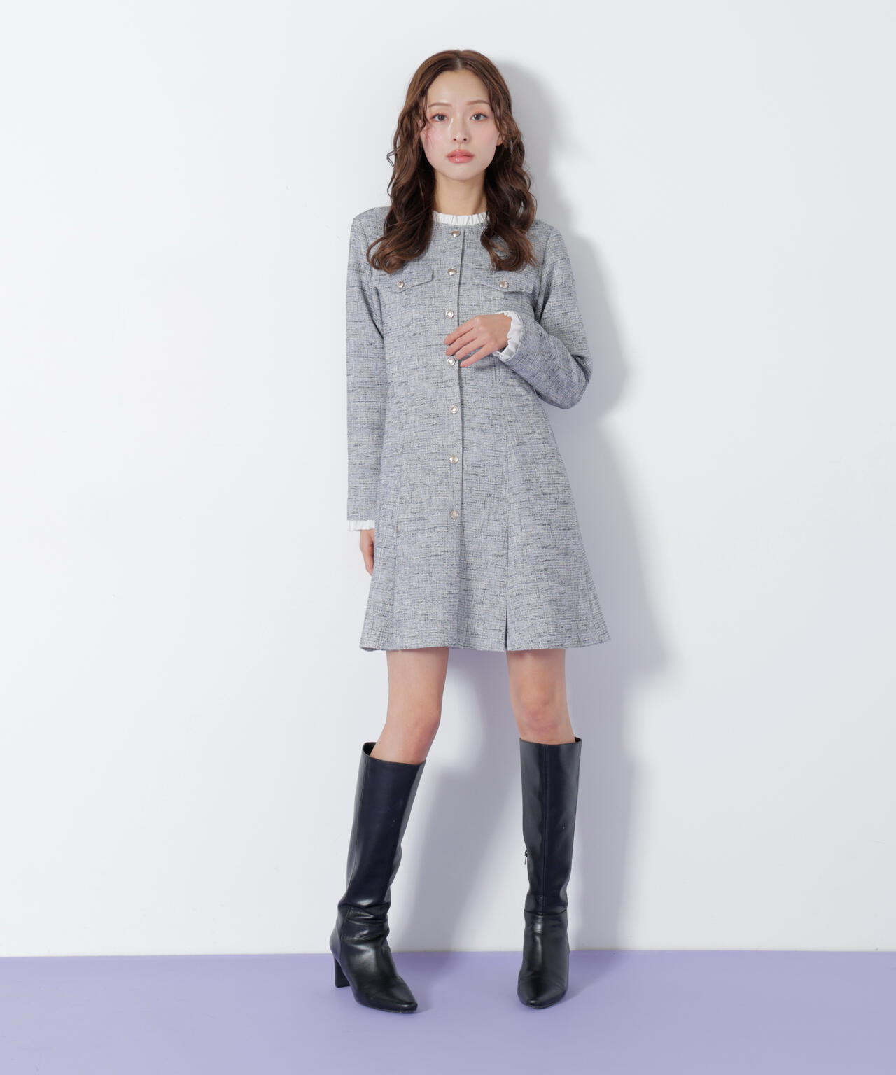 ツィードミニワンピース