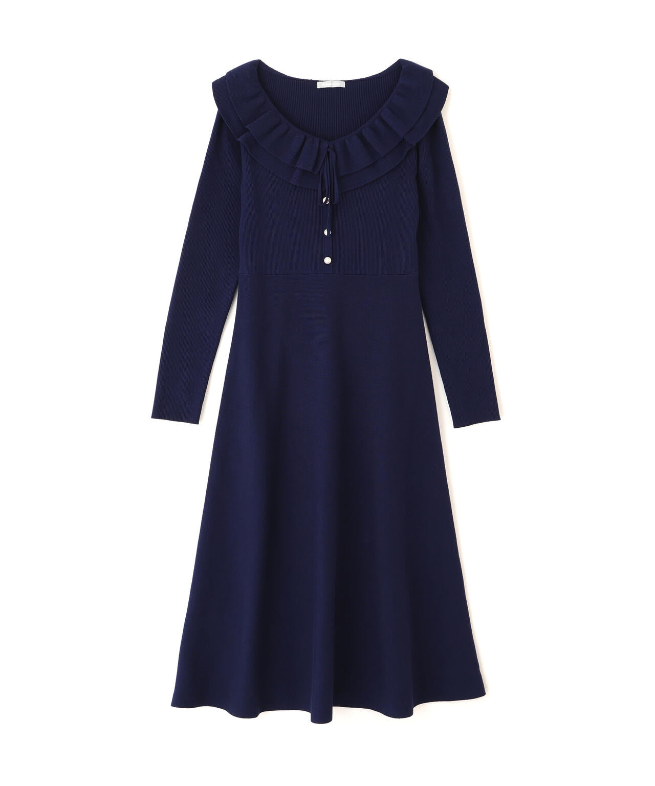 フリル襟バイカラーニットワンピース