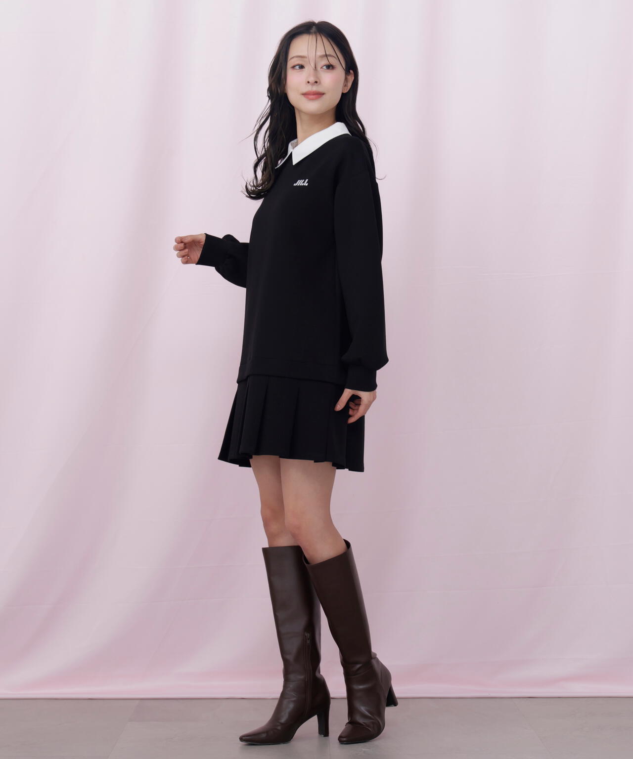 スウェットプリーツミニワンピース