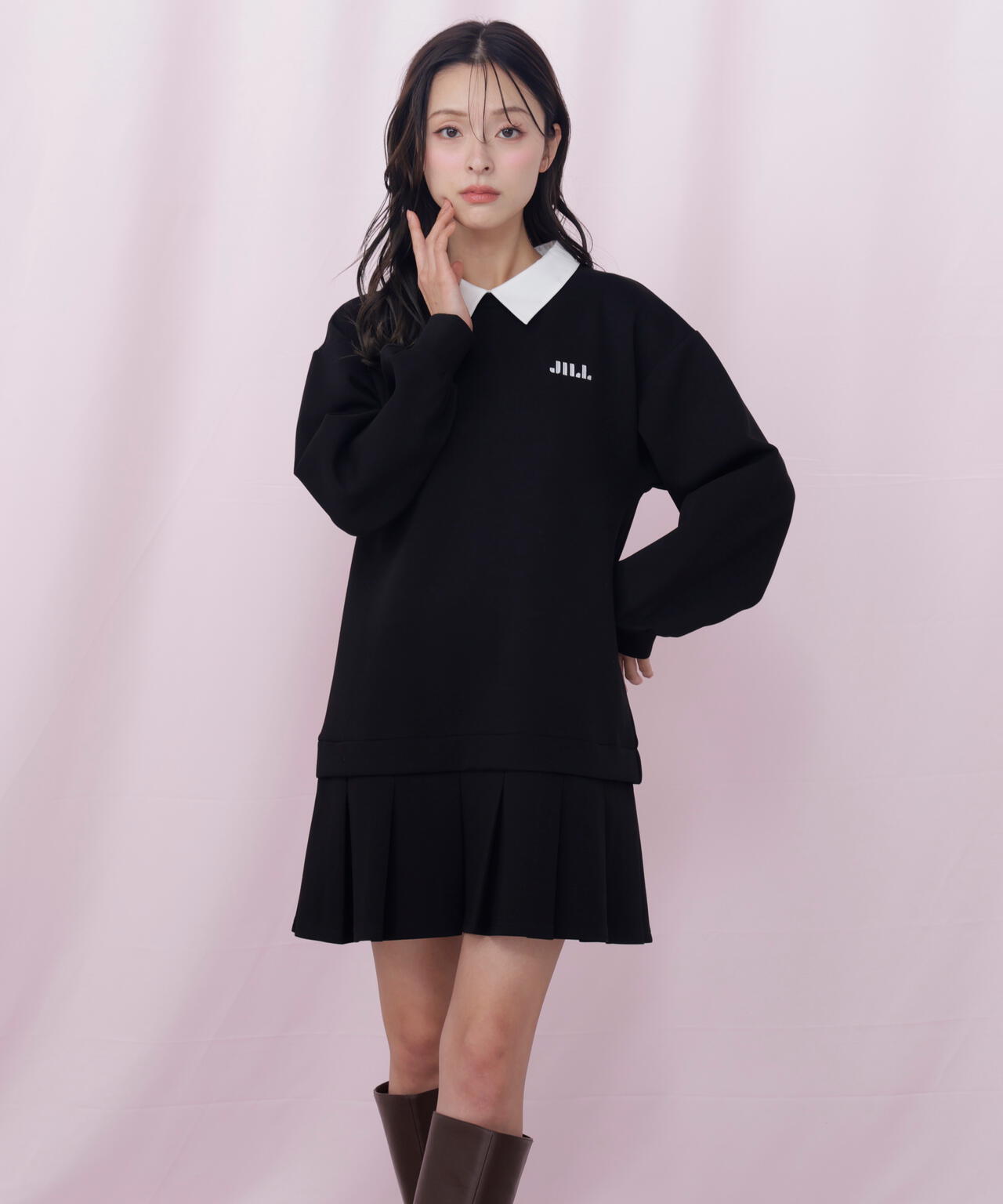 スウェットプリーツミニワンピース