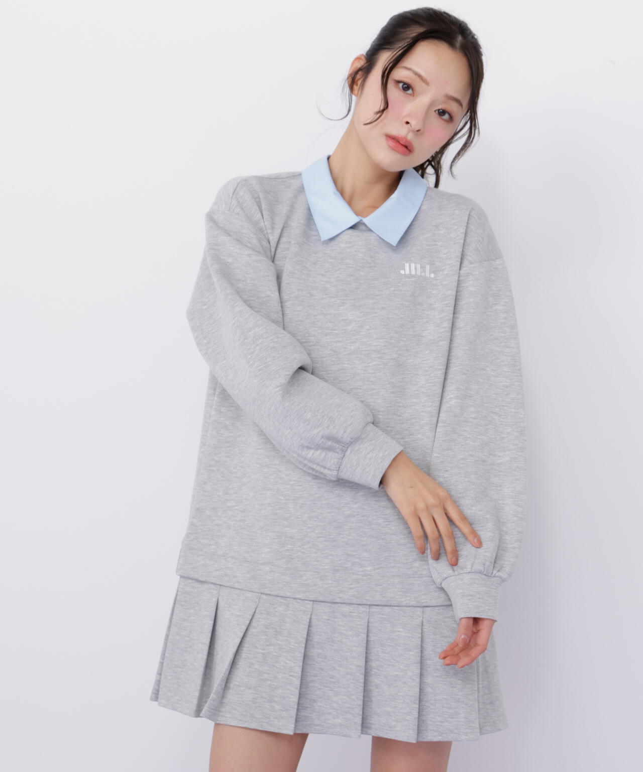 スウェットプリーツミニワンピース