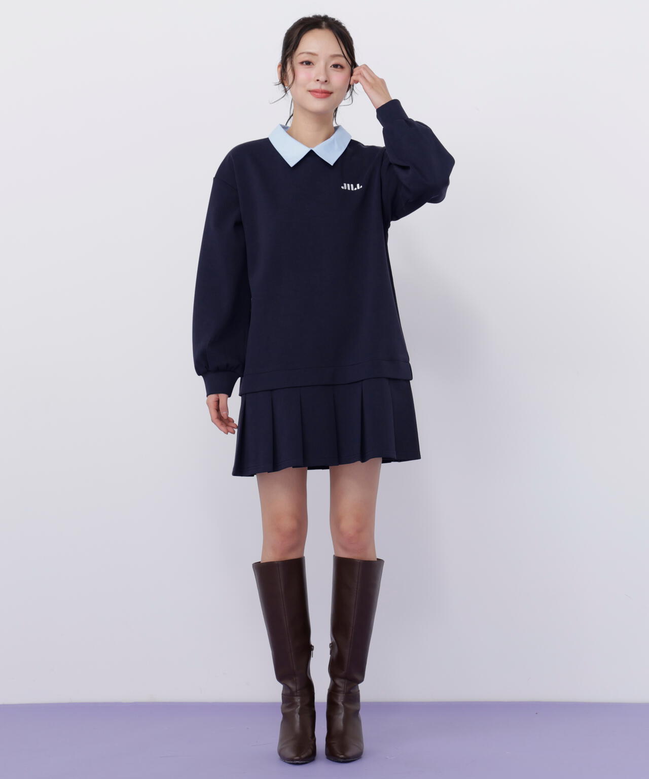 スウェットプリーツミニワンピース