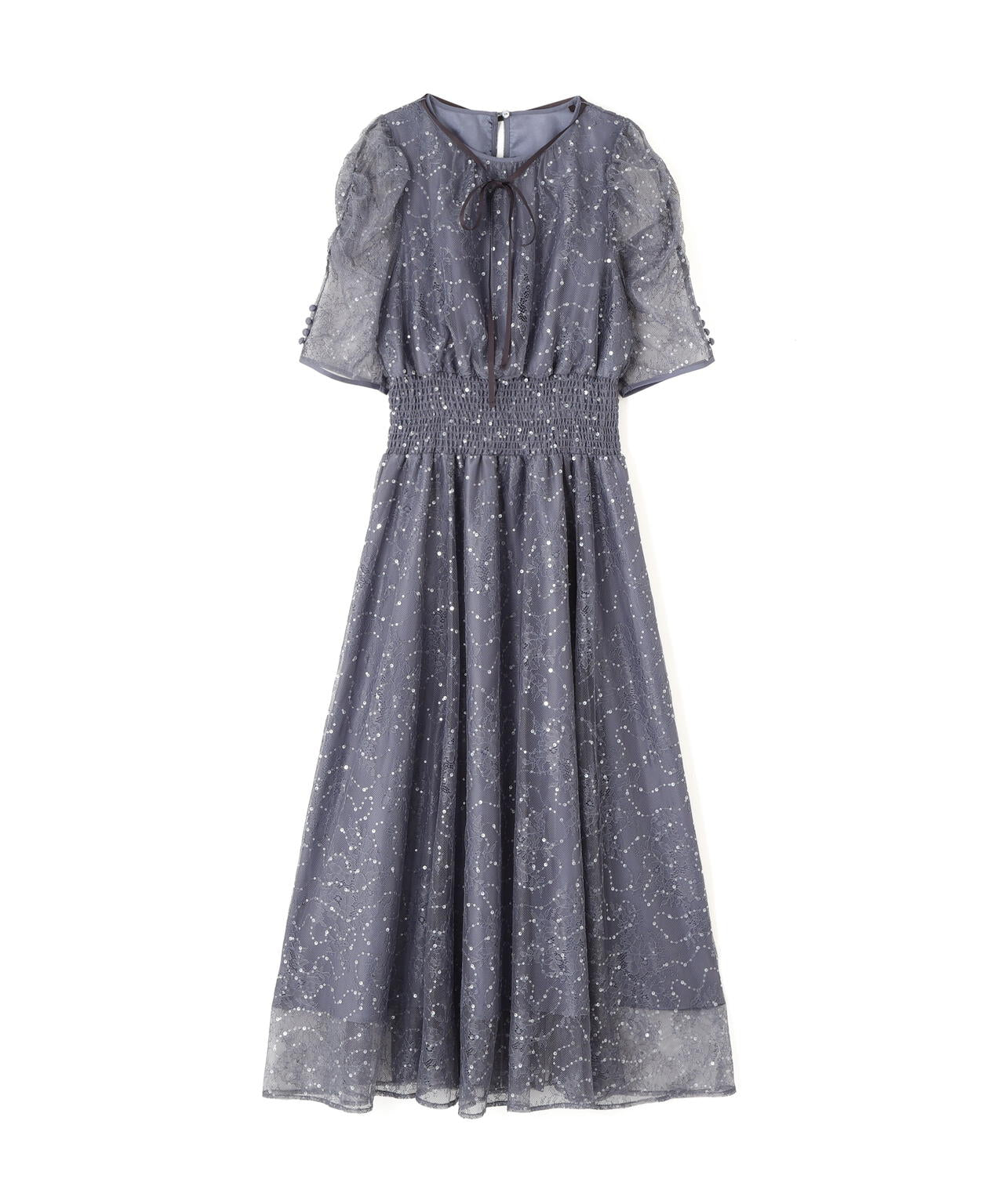 スパンコール付きレースワンピース