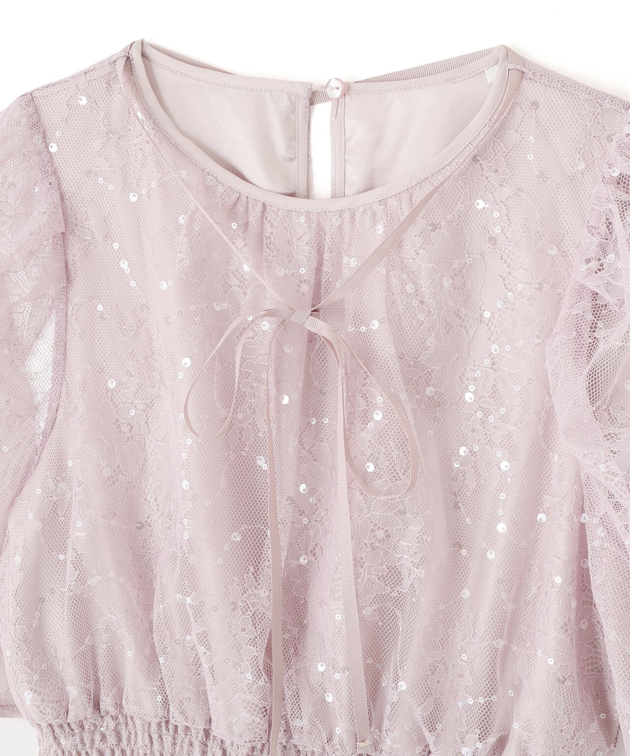 スパンコール付きレースワンピース