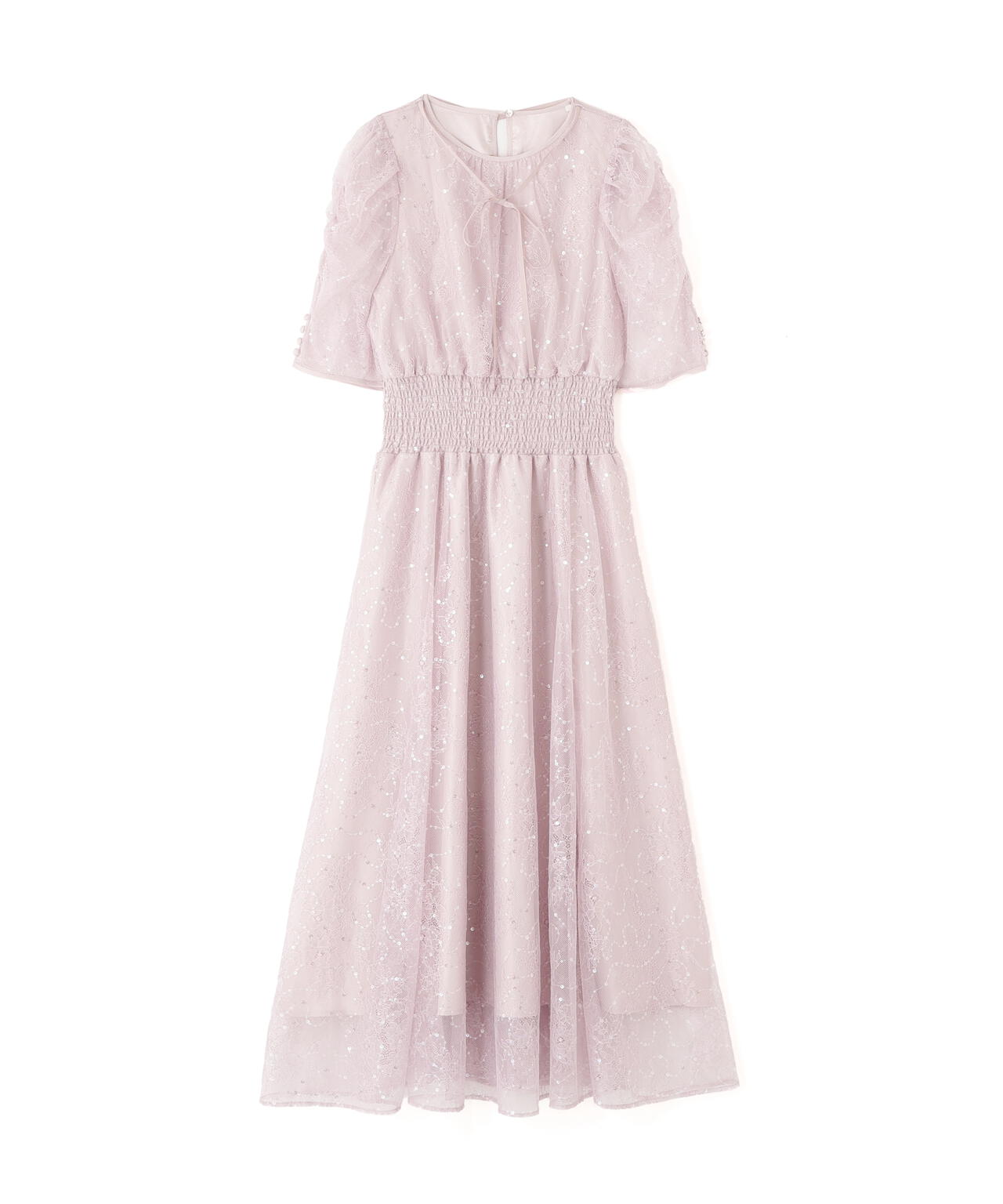 スパンコール付きレースワンピース