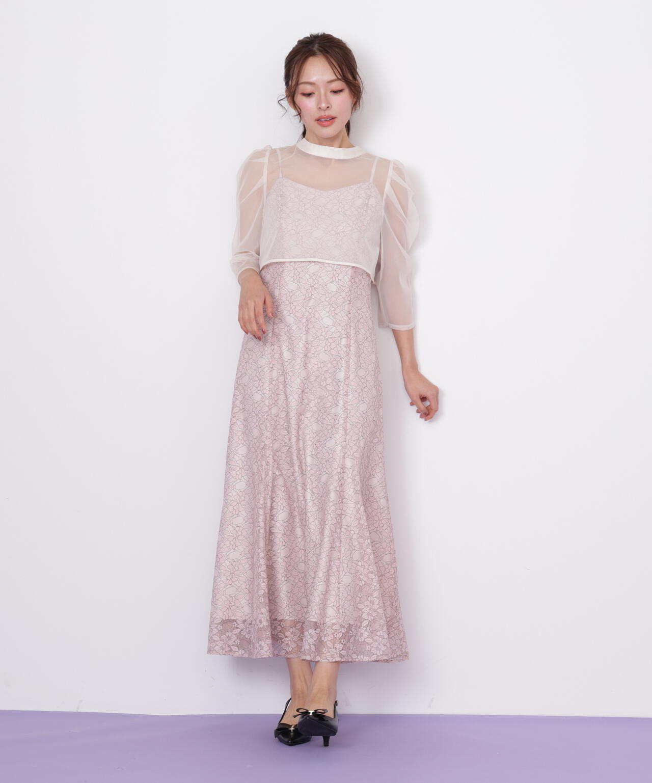 レイヤードレースキャミワンピース