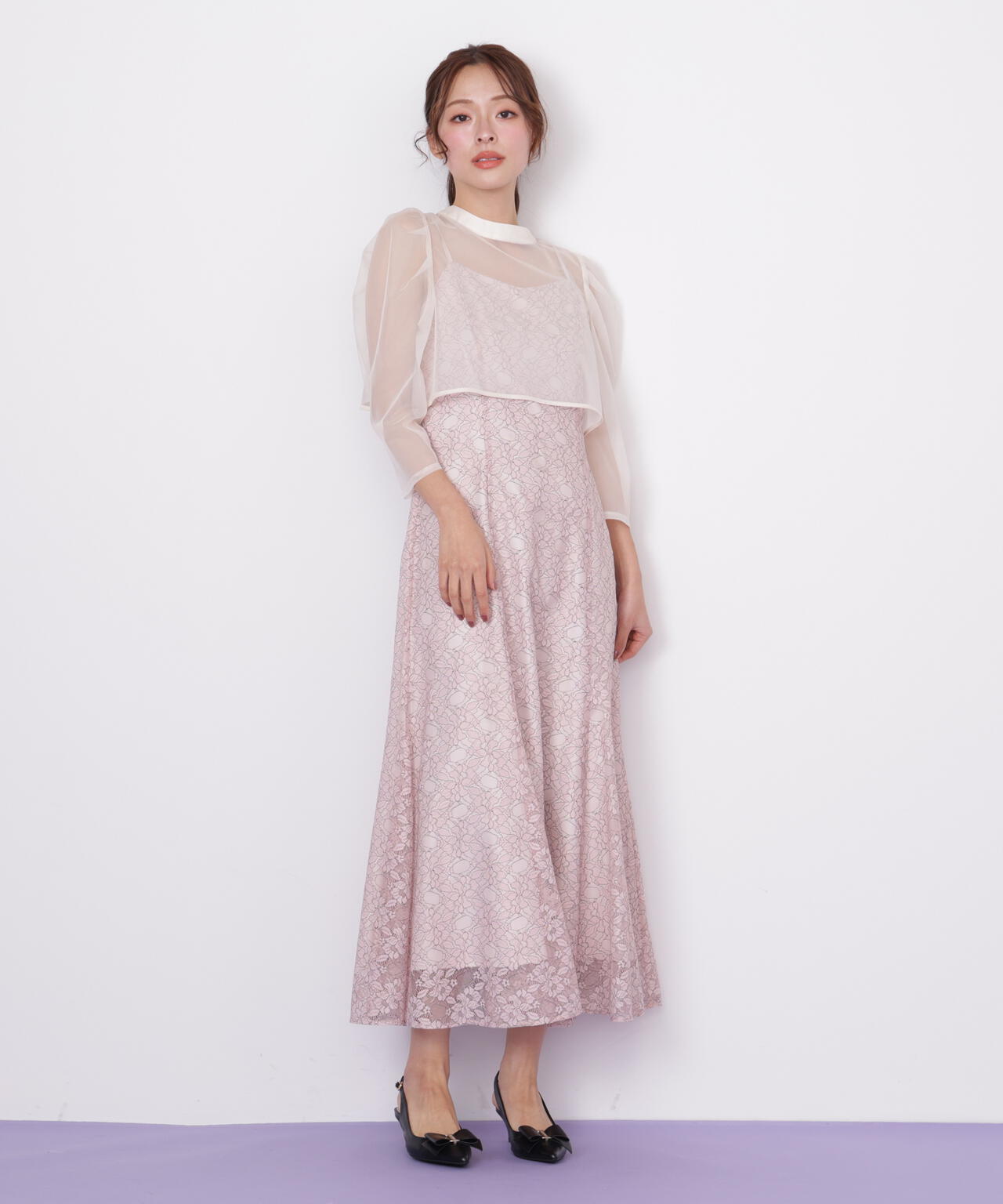 レイヤードレースキャミワンピース