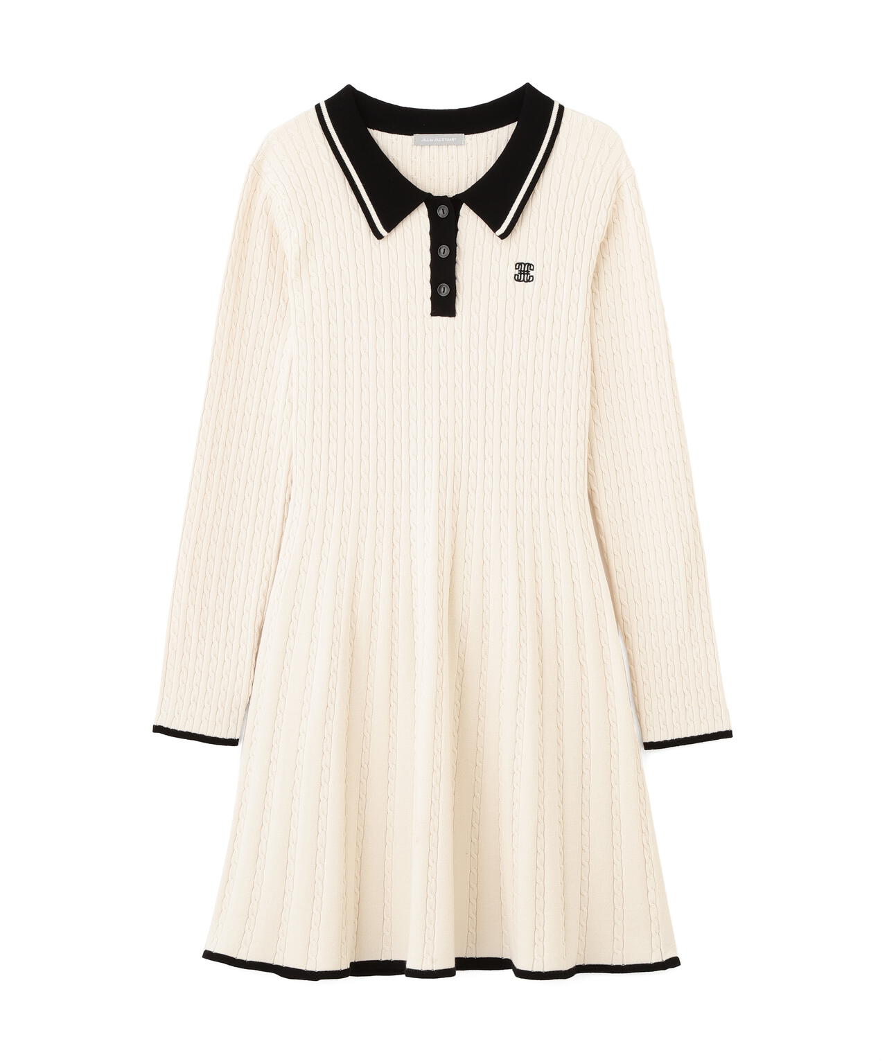 ポロ襟ケーブルミニワンピース