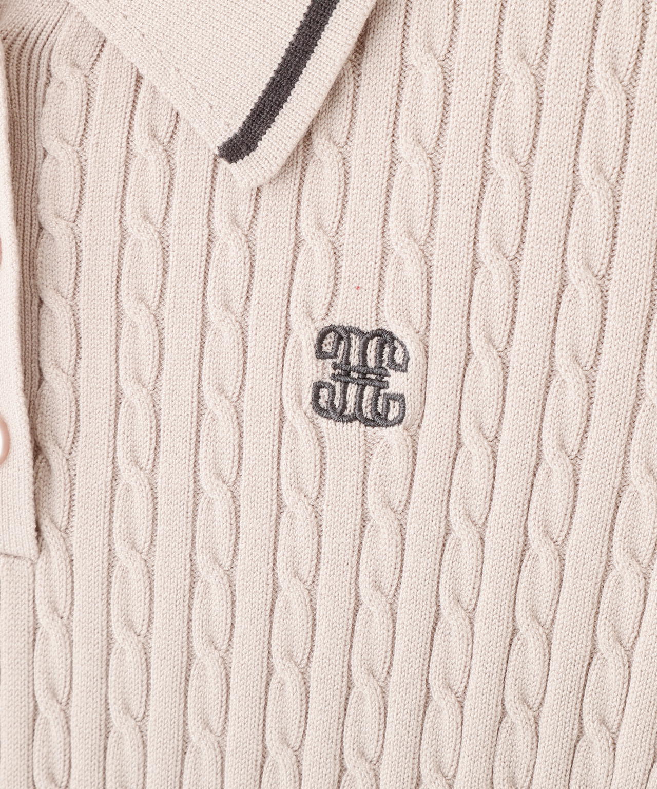 ポロ襟ケーブルミニワンピース