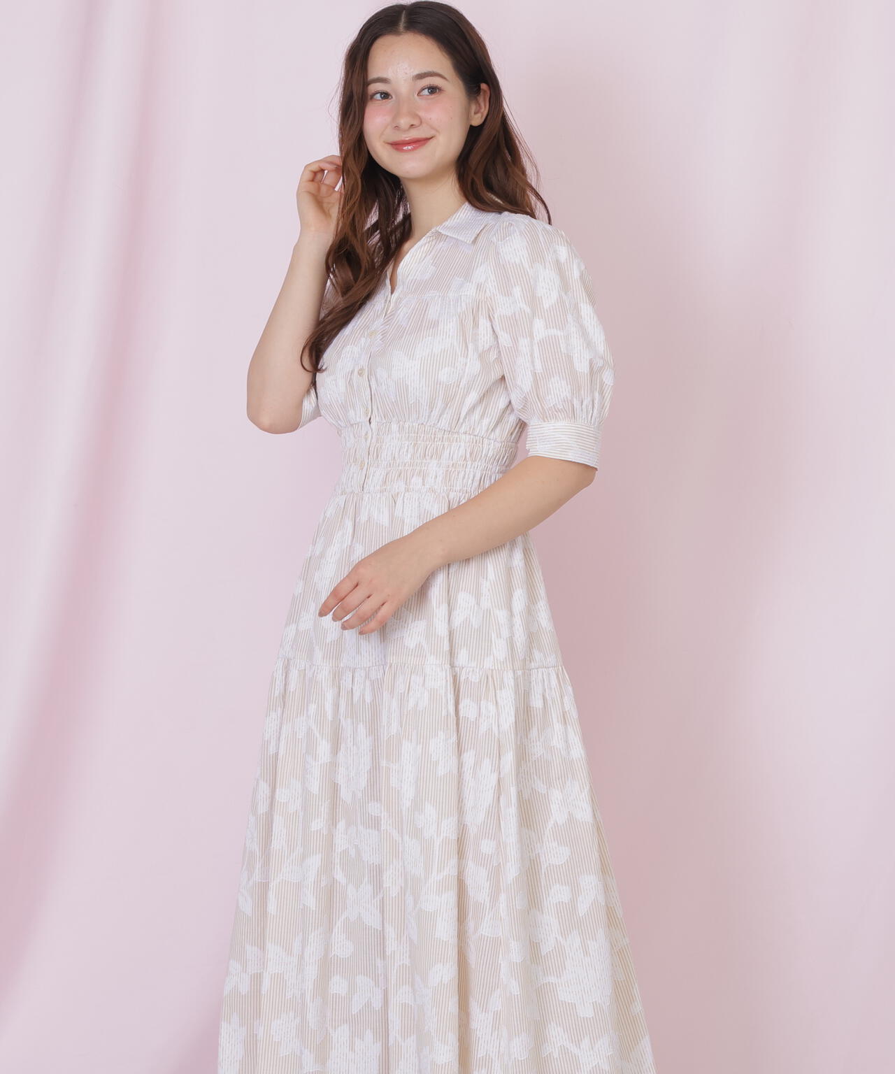 ストライプジャガードシャツワンピース