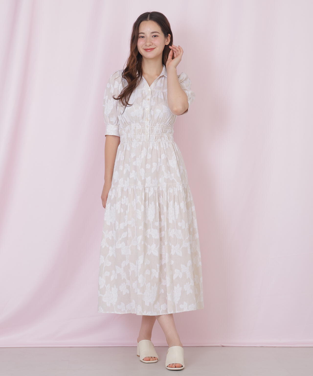 ストライプジャガードシャツワンピース