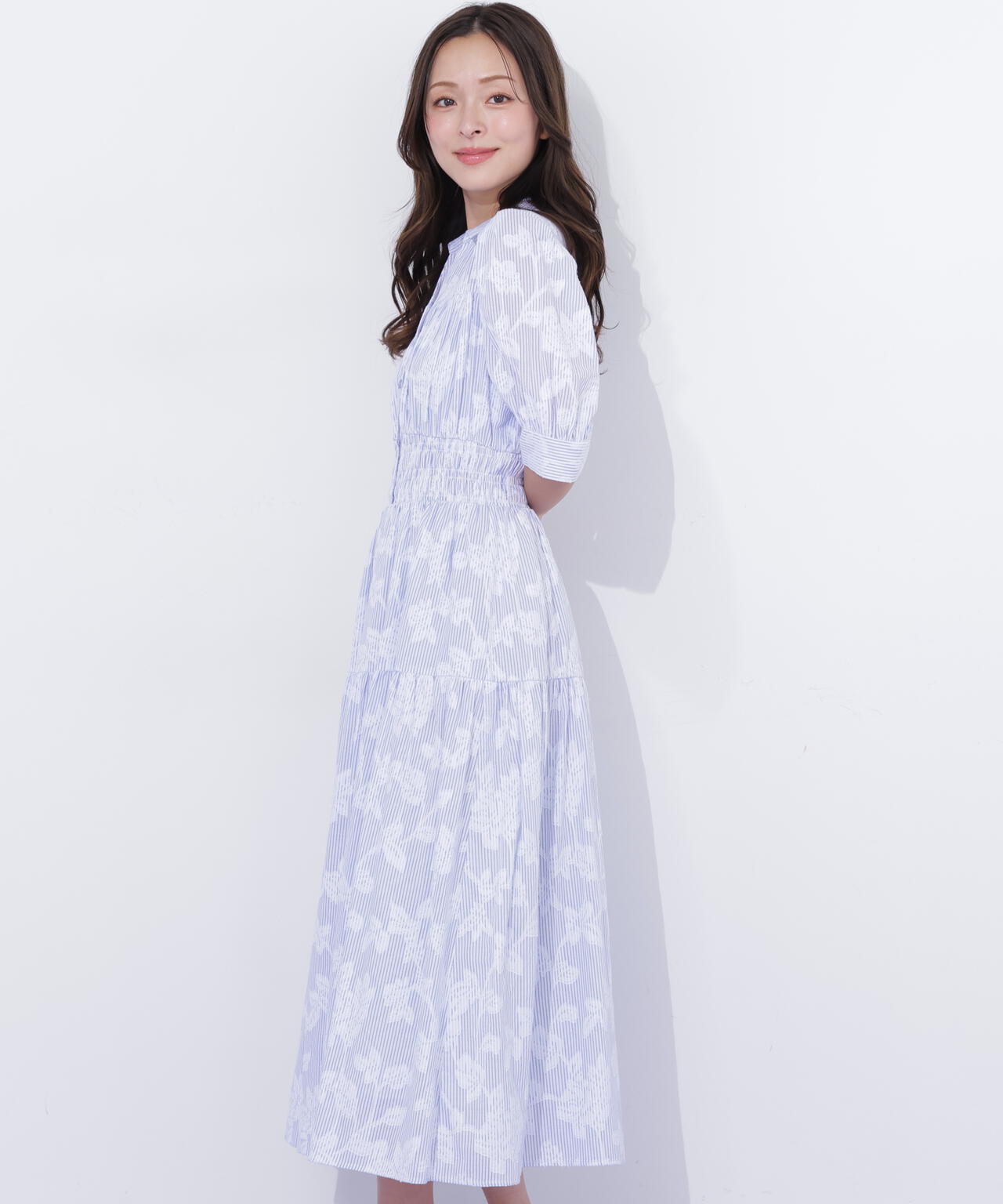 ストライプジャガードシャツワンピース