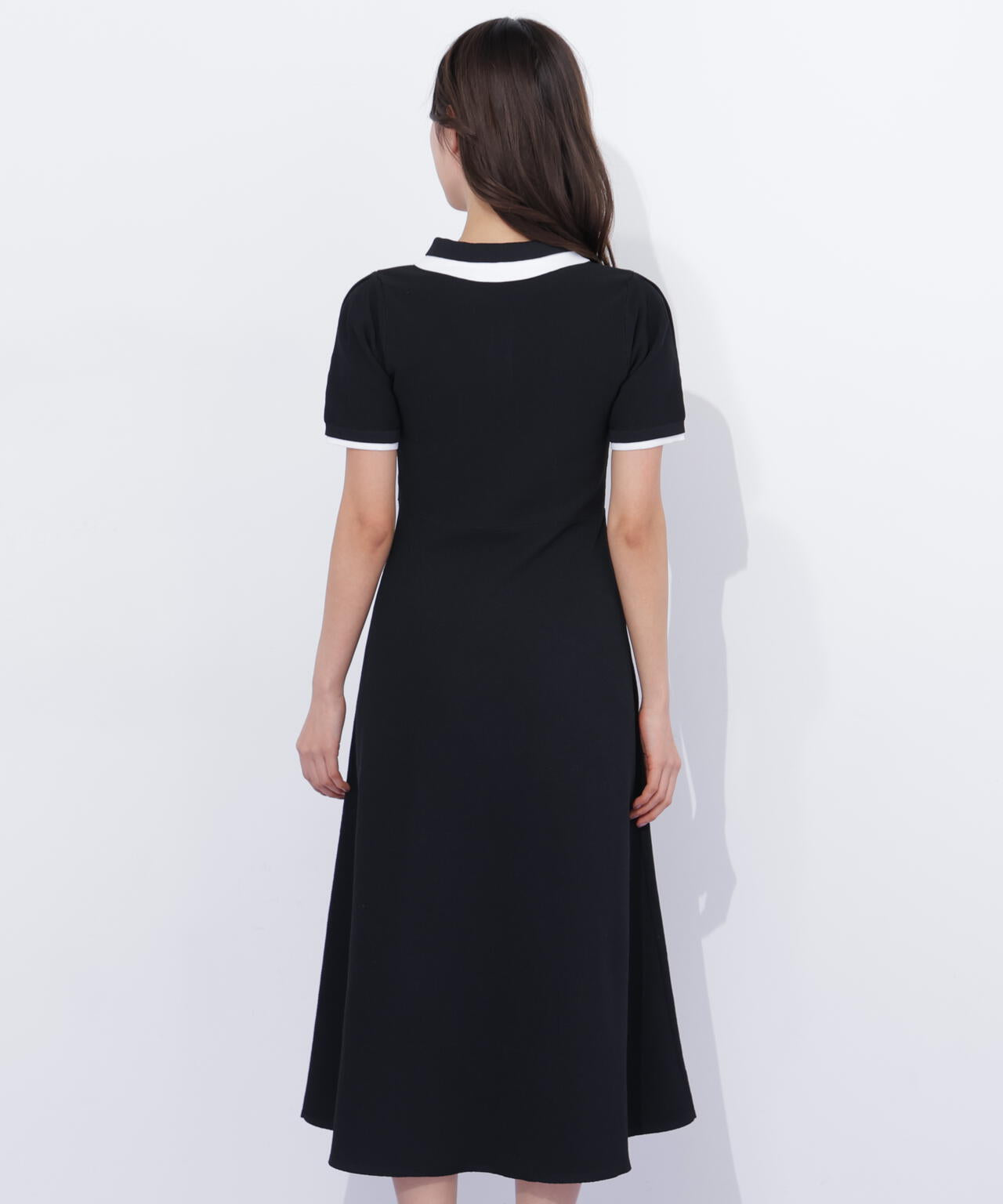 ダブル襟半袖ポロシャツワンピース