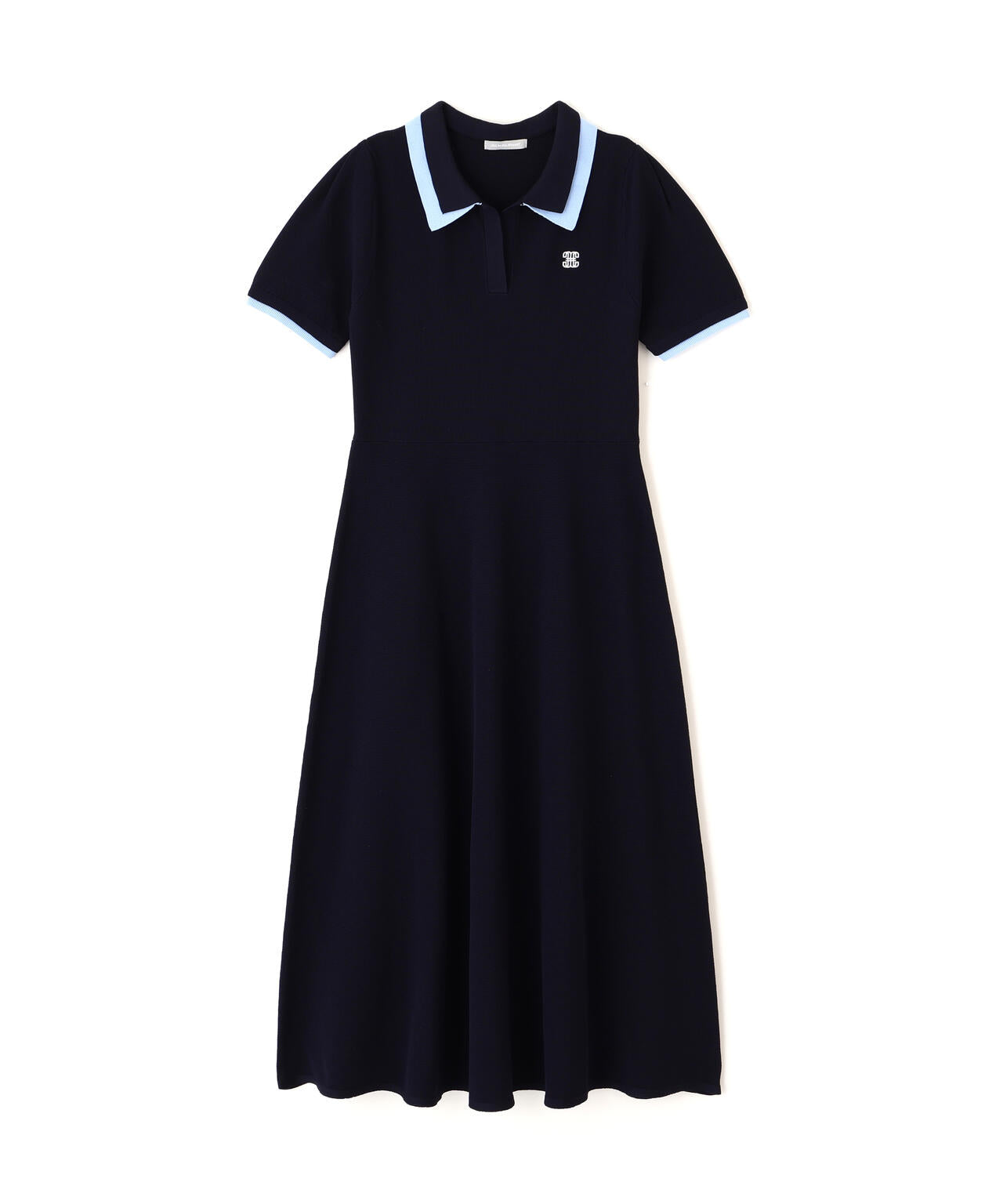ダブル襟半袖ポロシャツワンピース
