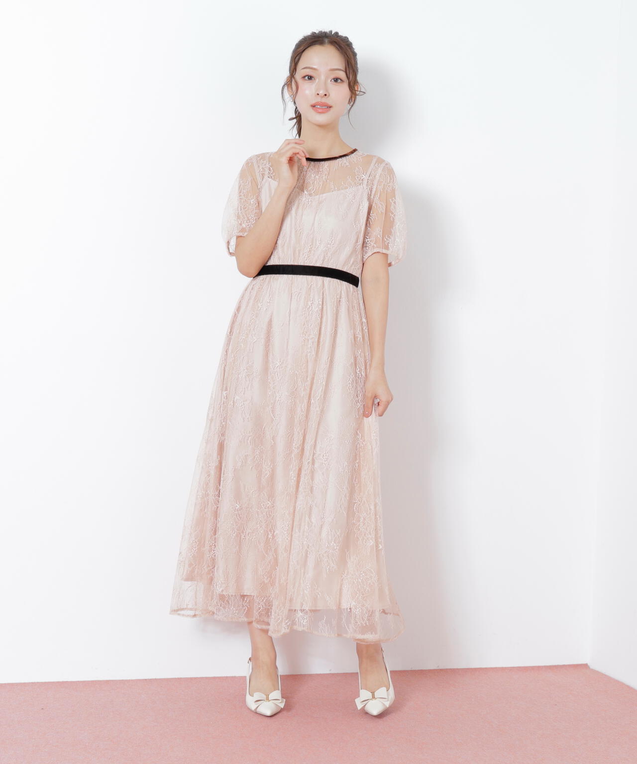 ベロアリボンシアーワンピース