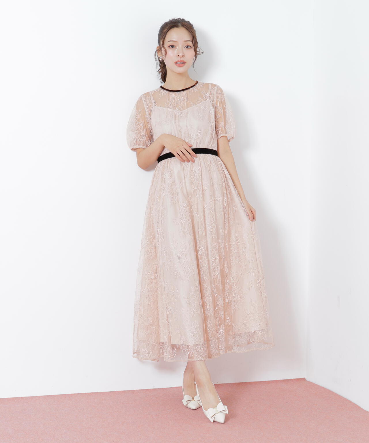 ベロアリボンシアーワンピース