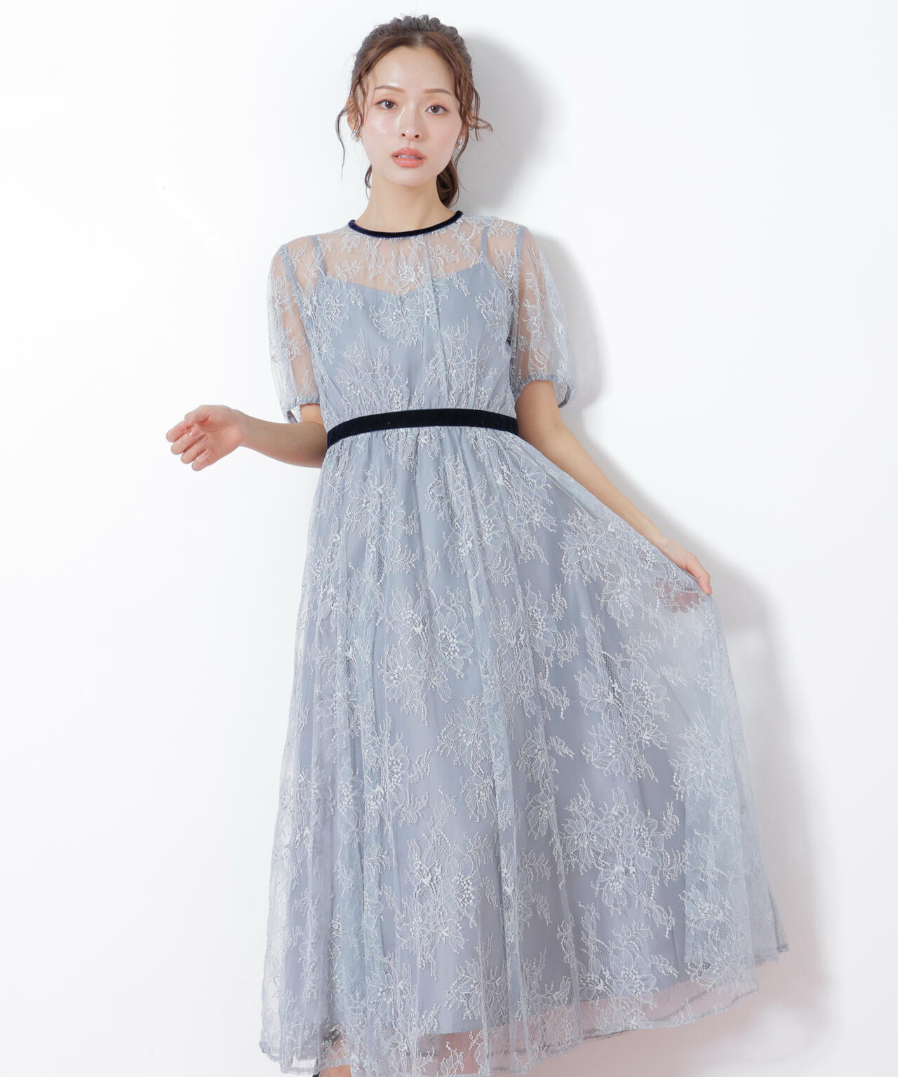 ベロアリボンシアーワンピース