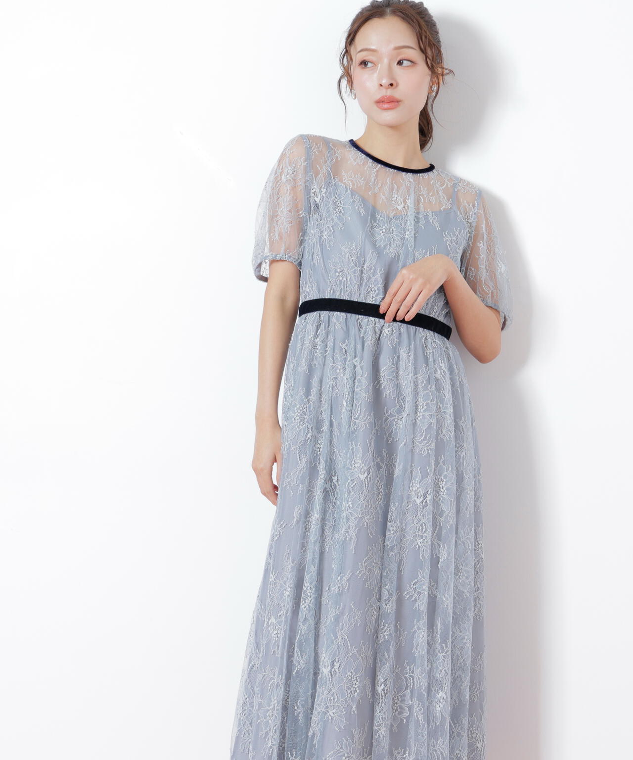 ベロアリボンシアーワンピース