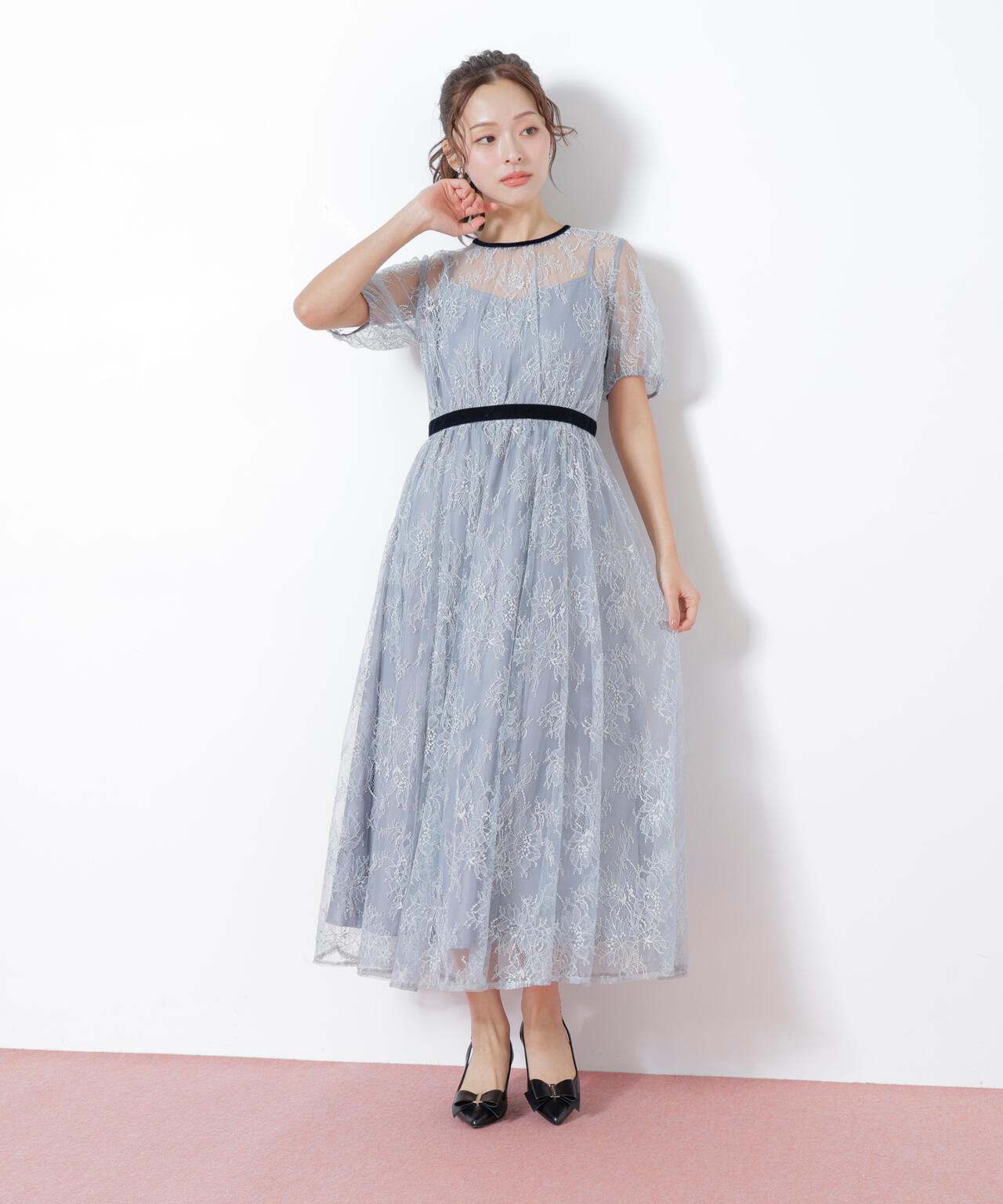 ベロアリボンシアーワンピース