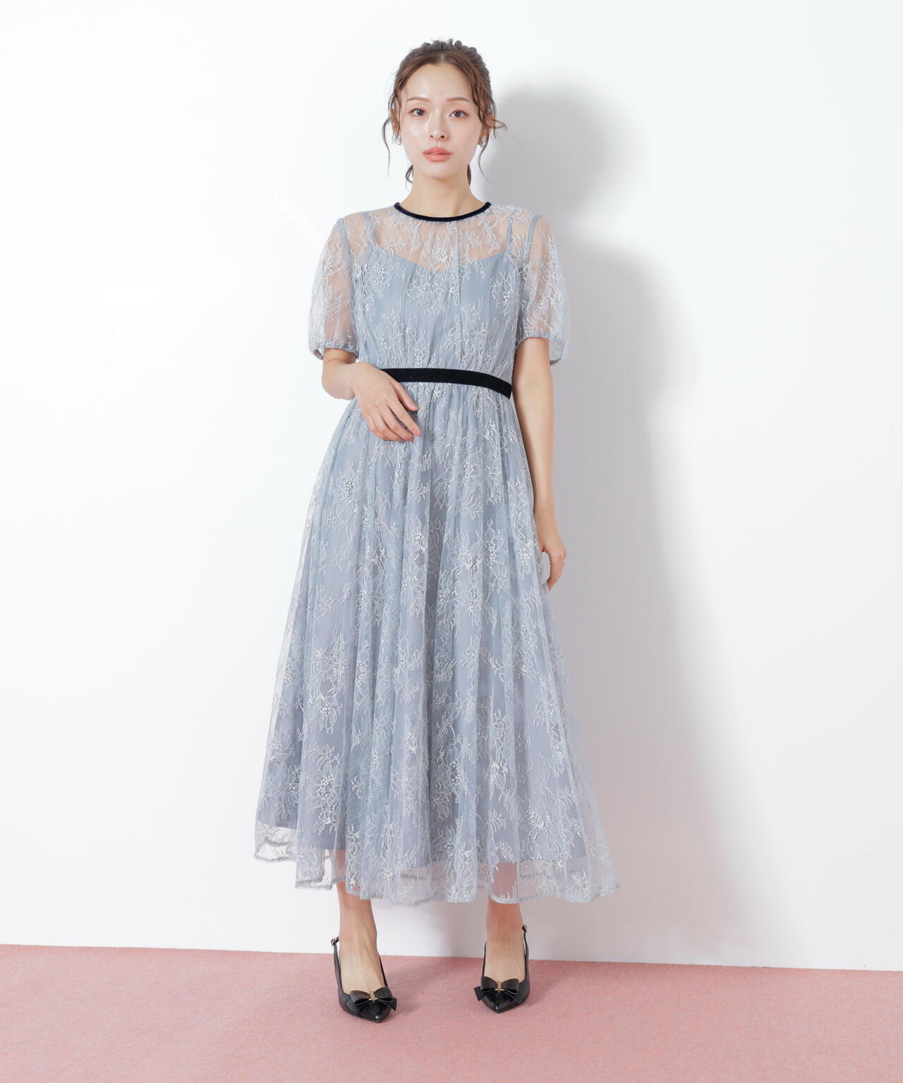 ベロアリボンシアーワンピース