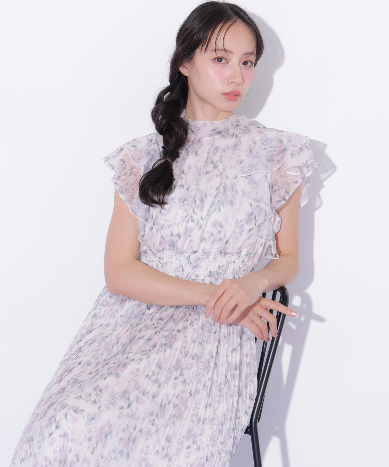 ぼかしフラワープリントワンピース