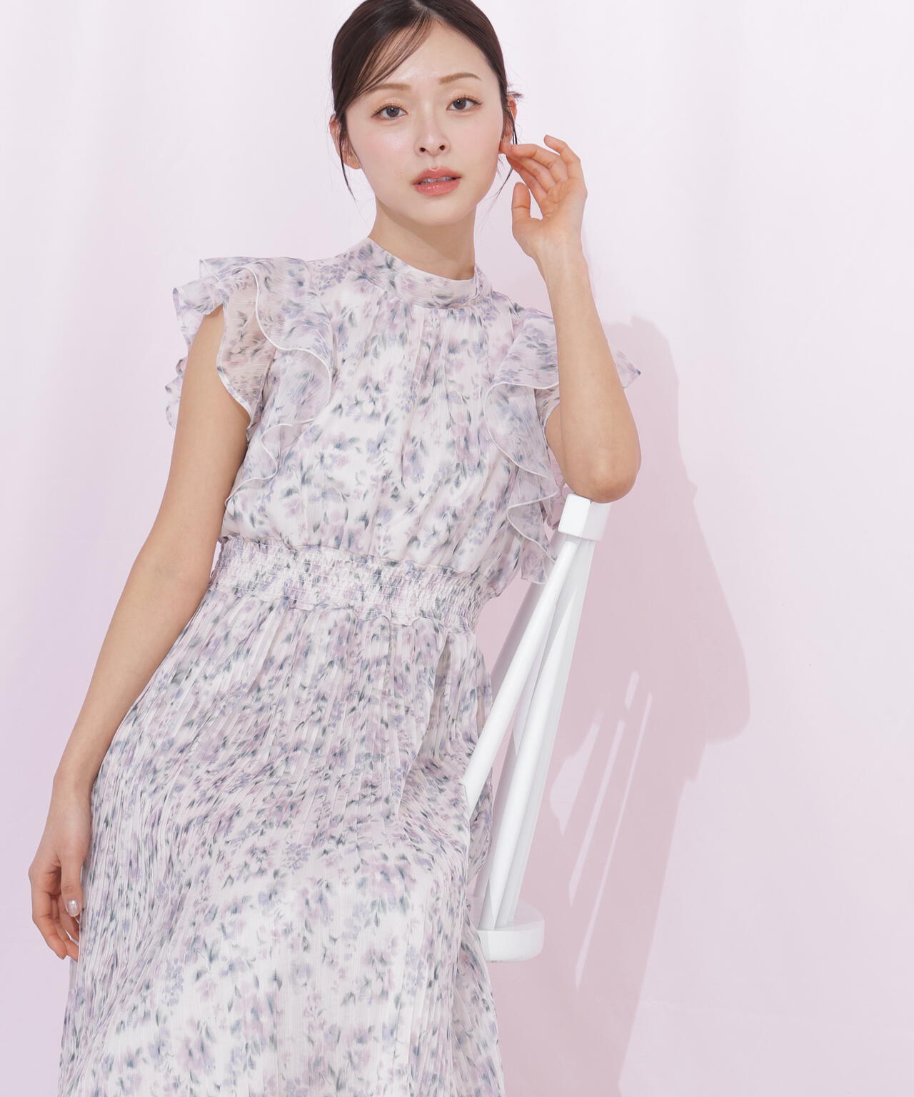 ぼかしフラワープリントワンピース