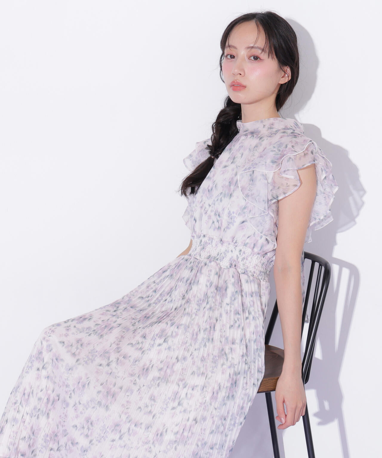ぼかしフラワープリントワンピース