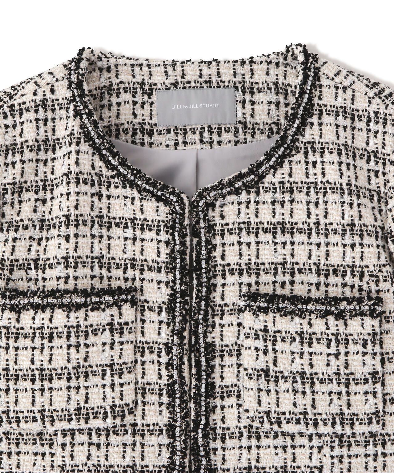 ビジューブレード付きツイードジャケット