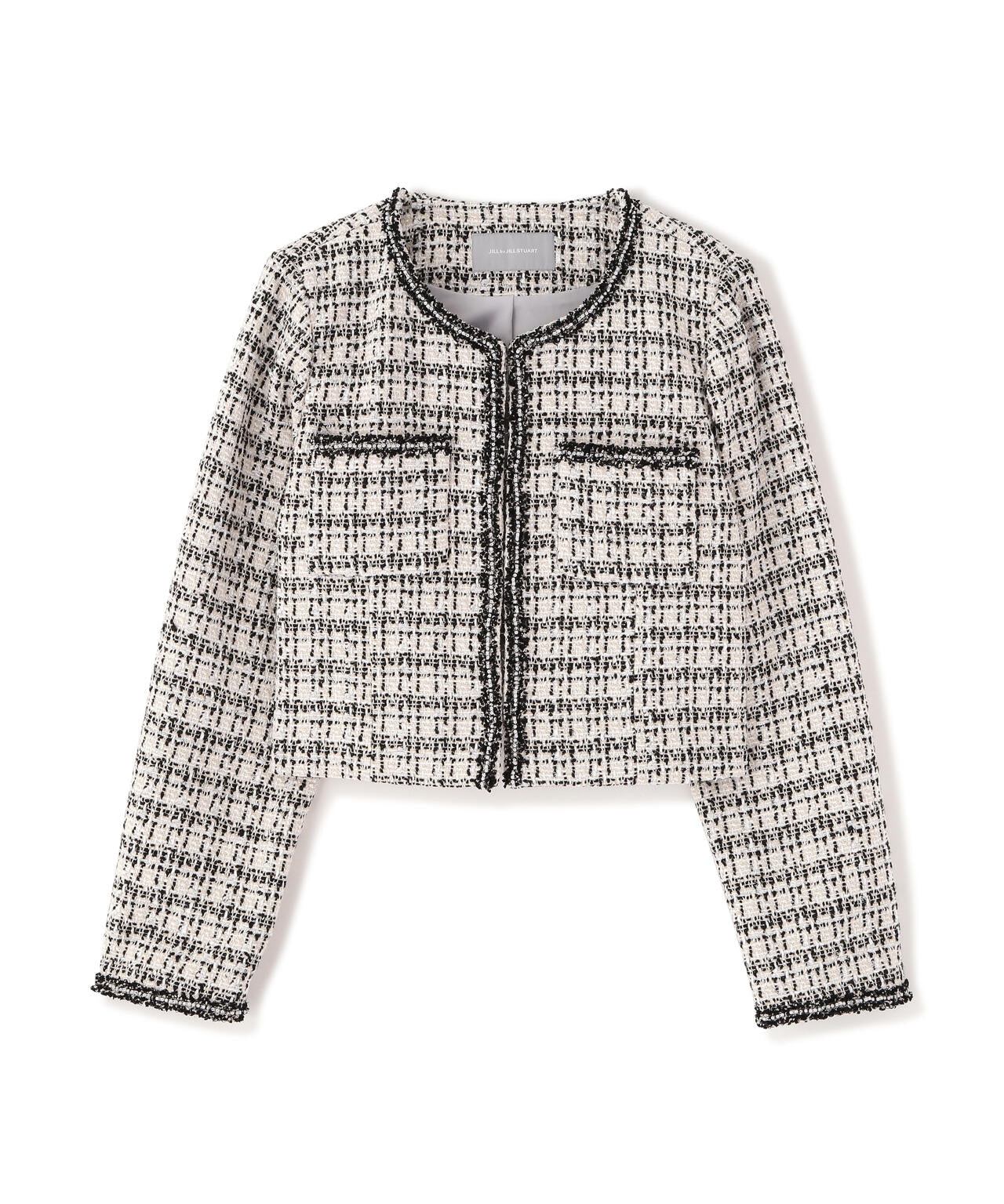 ビジューブレード付きツイードジャケット