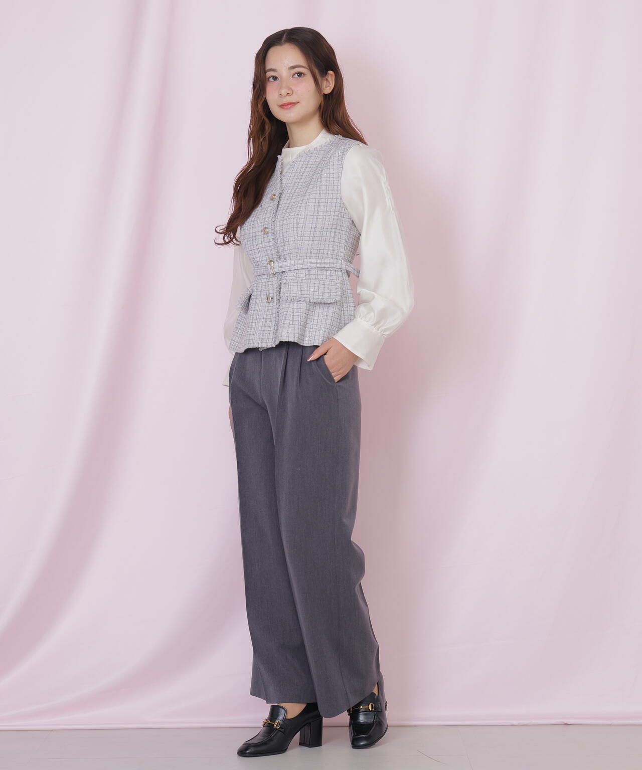 ベルト付きツィードジレ