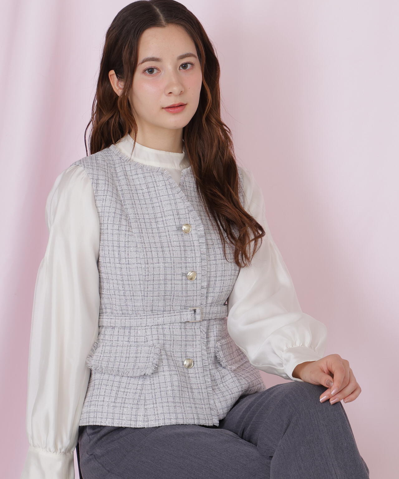 ベルト付きツィードジレ