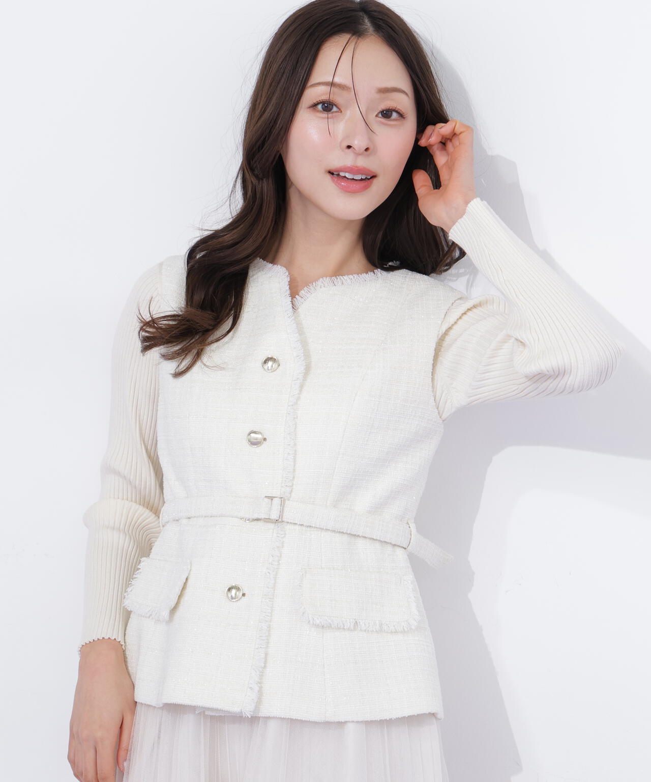 ベルト付きツィードジレ