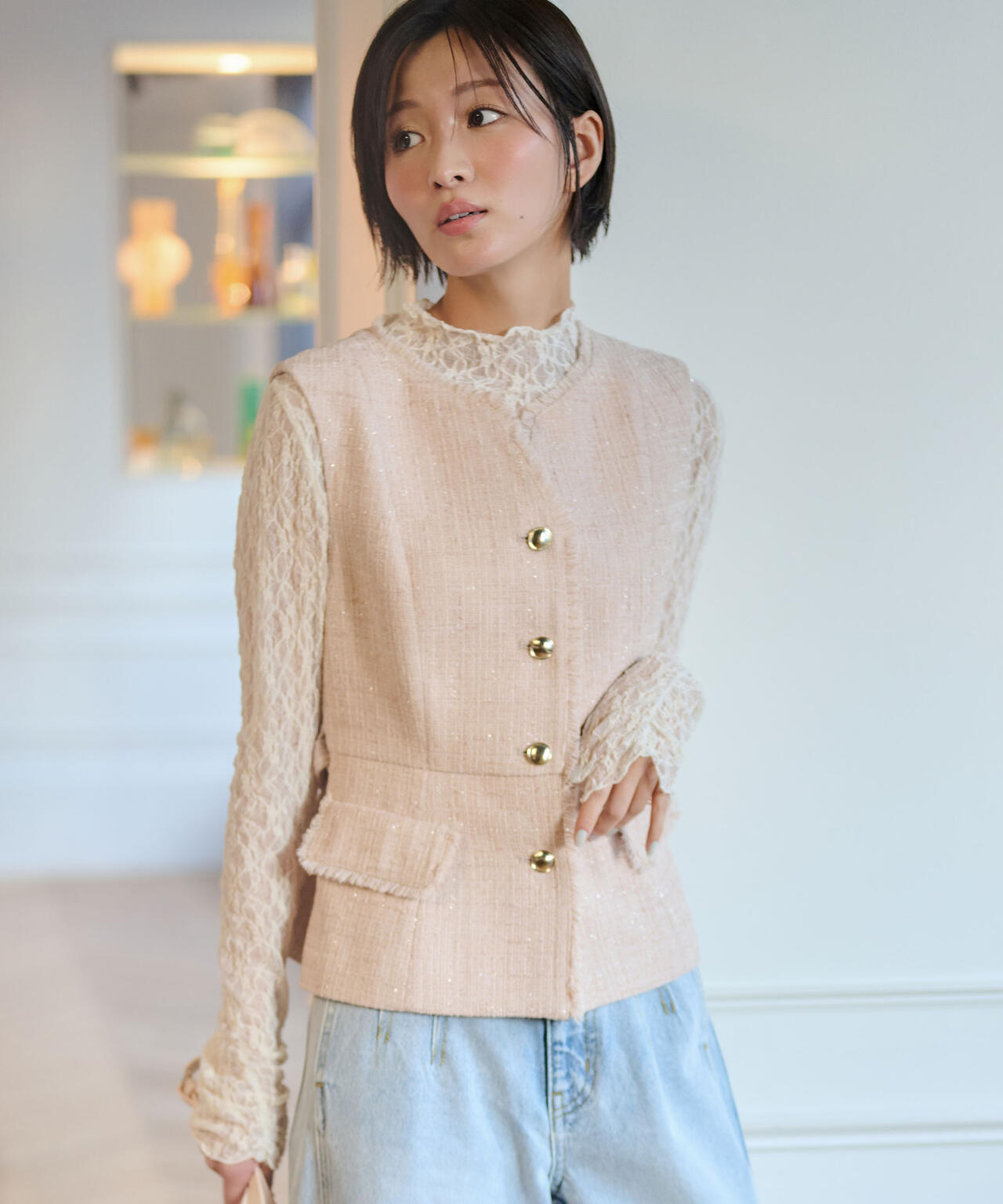 ベルト付きツィードジレ