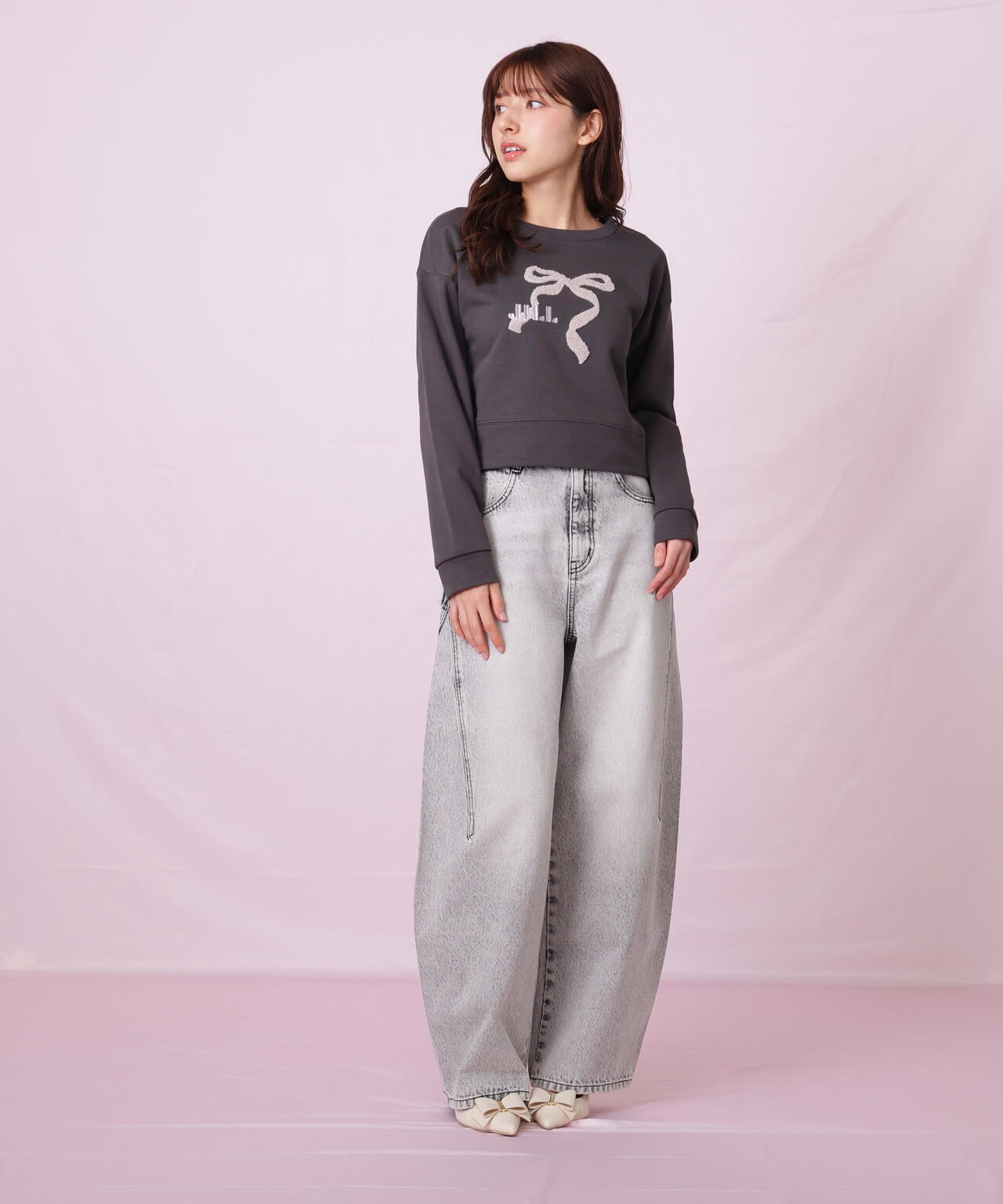 サガラ刺繍リボンロゴスウェット