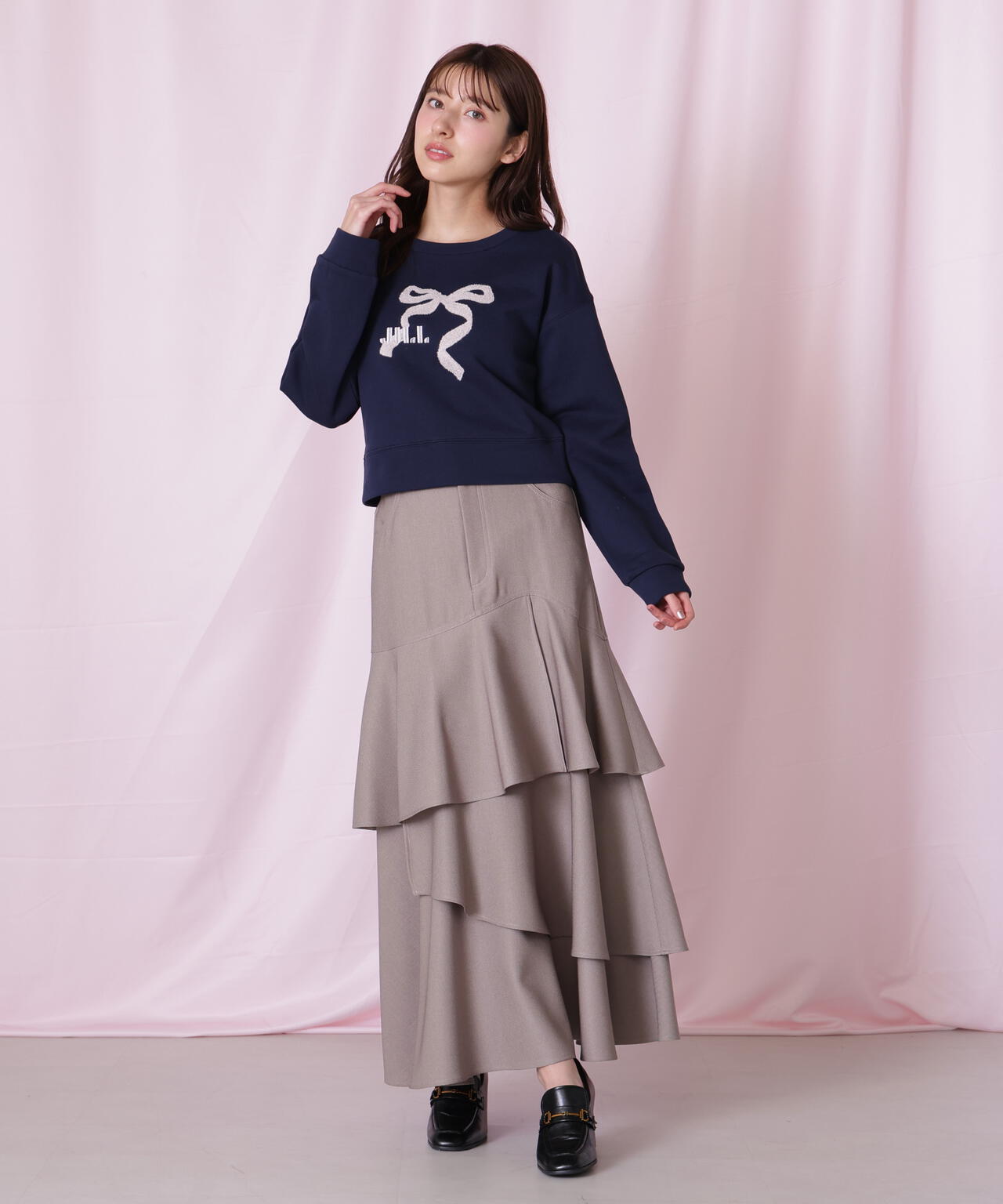 サガラ刺繍リボンロゴスウェット