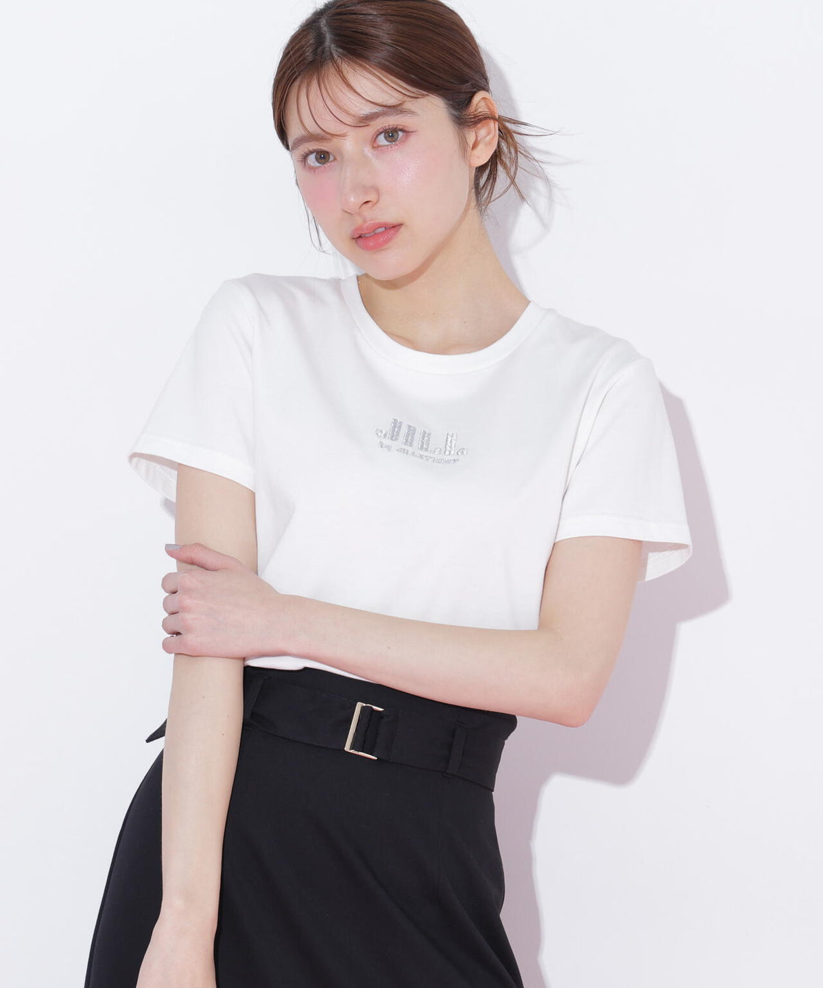 ショート丈刺繍ロゴTシャツオーガニックコットン