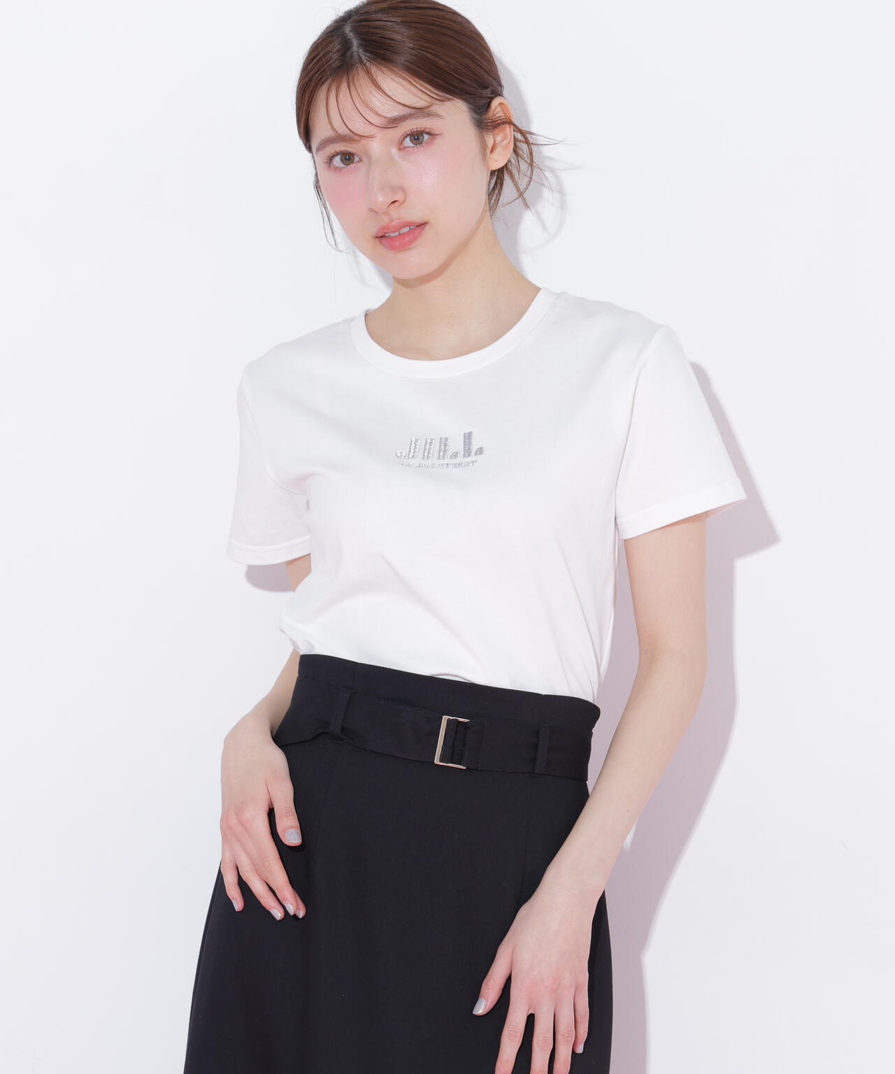 ショート丈刺繍ロゴTシャツオーガニックコットン