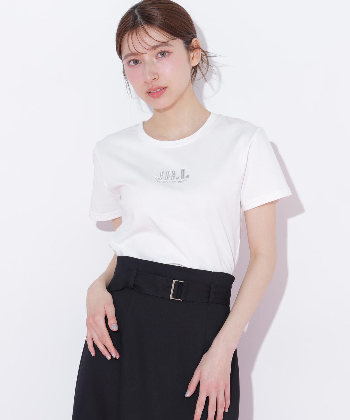 ショート丈刺繍ロゴTシャツオーガニックコットン