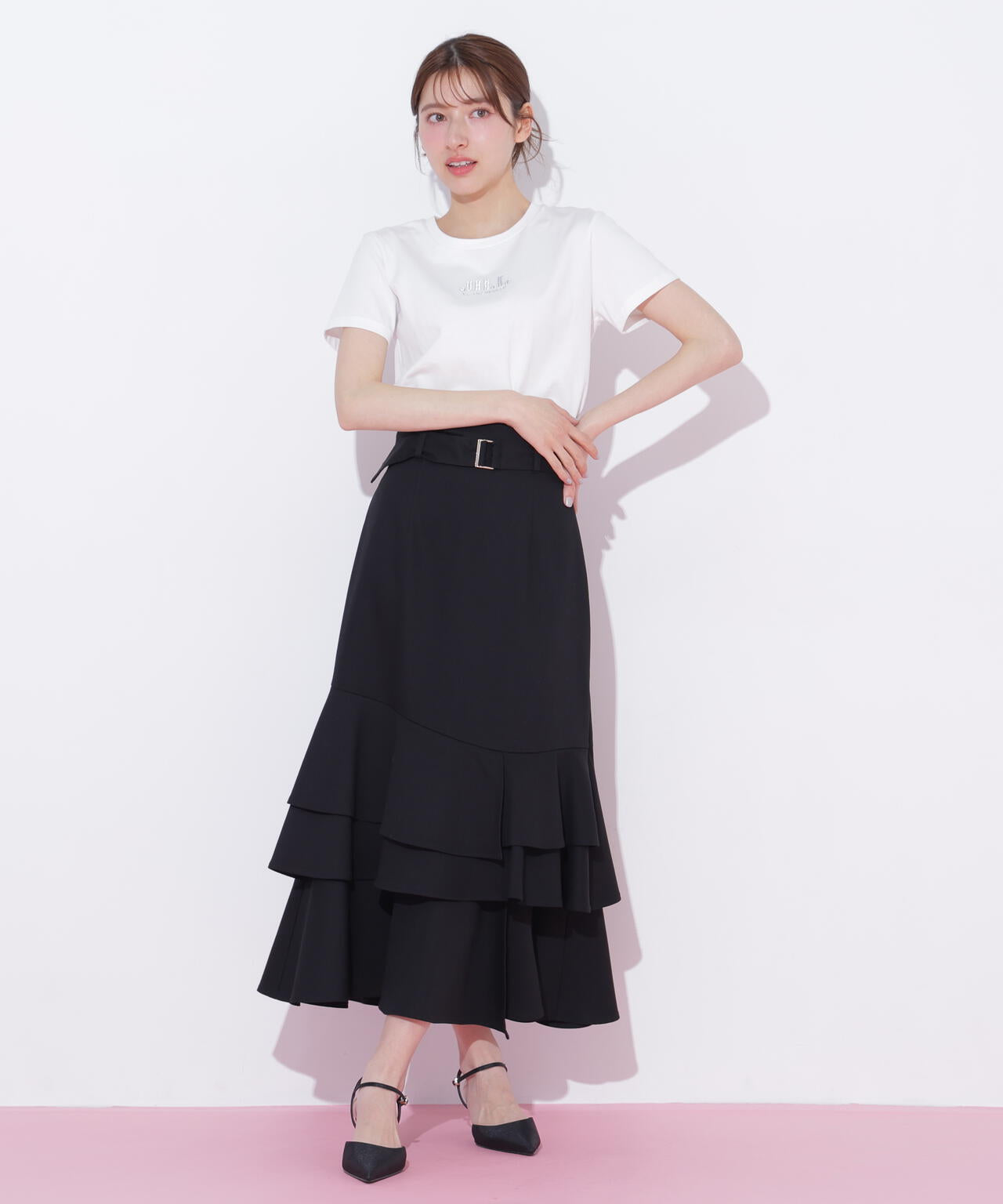 ショート丈刺繍ロゴTシャツオーガニックコットン