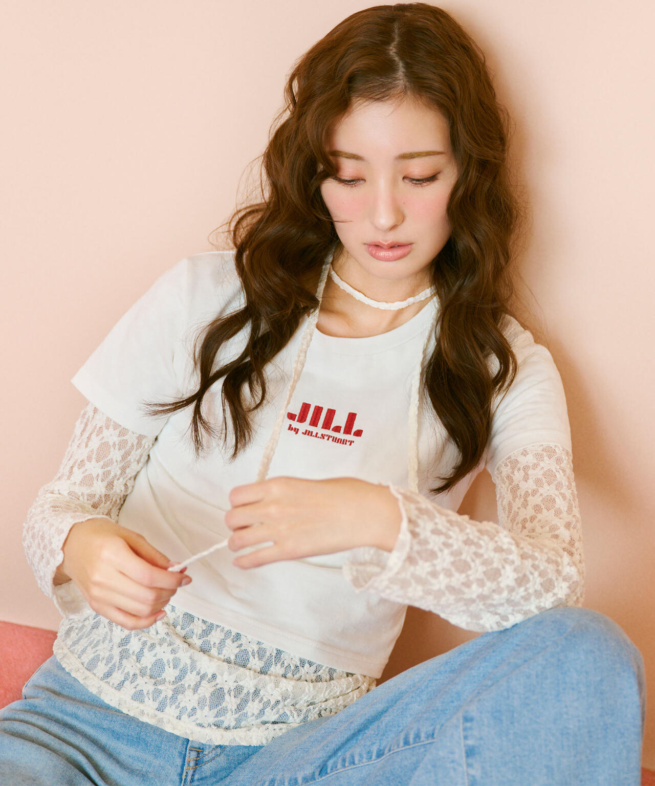 ショート丈刺繍ロゴTシャツオーガニックコットン